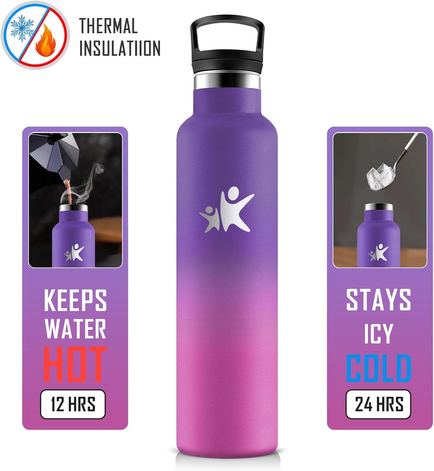 imageKollyKolla Gourde Isotherme 750ml Bouteille Isotherme en Acier Inoxydable Bouteille deau sans BPA Gourde Inox avec Paille Gourde Reutilisable pour lcole Bureau Extrieur Camping YogaKkviolet Fonc Rose Barbie