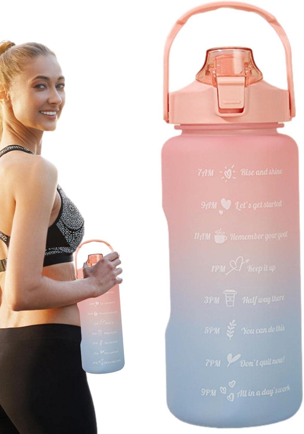 imageSport pour Filles Tasses Eau tanches 2L avec Paille Conteneurs deau Voyage faciles Transporter avec Design Rabattable pour Les familles Les campeurs et Les MeilleursDgrad Rose
