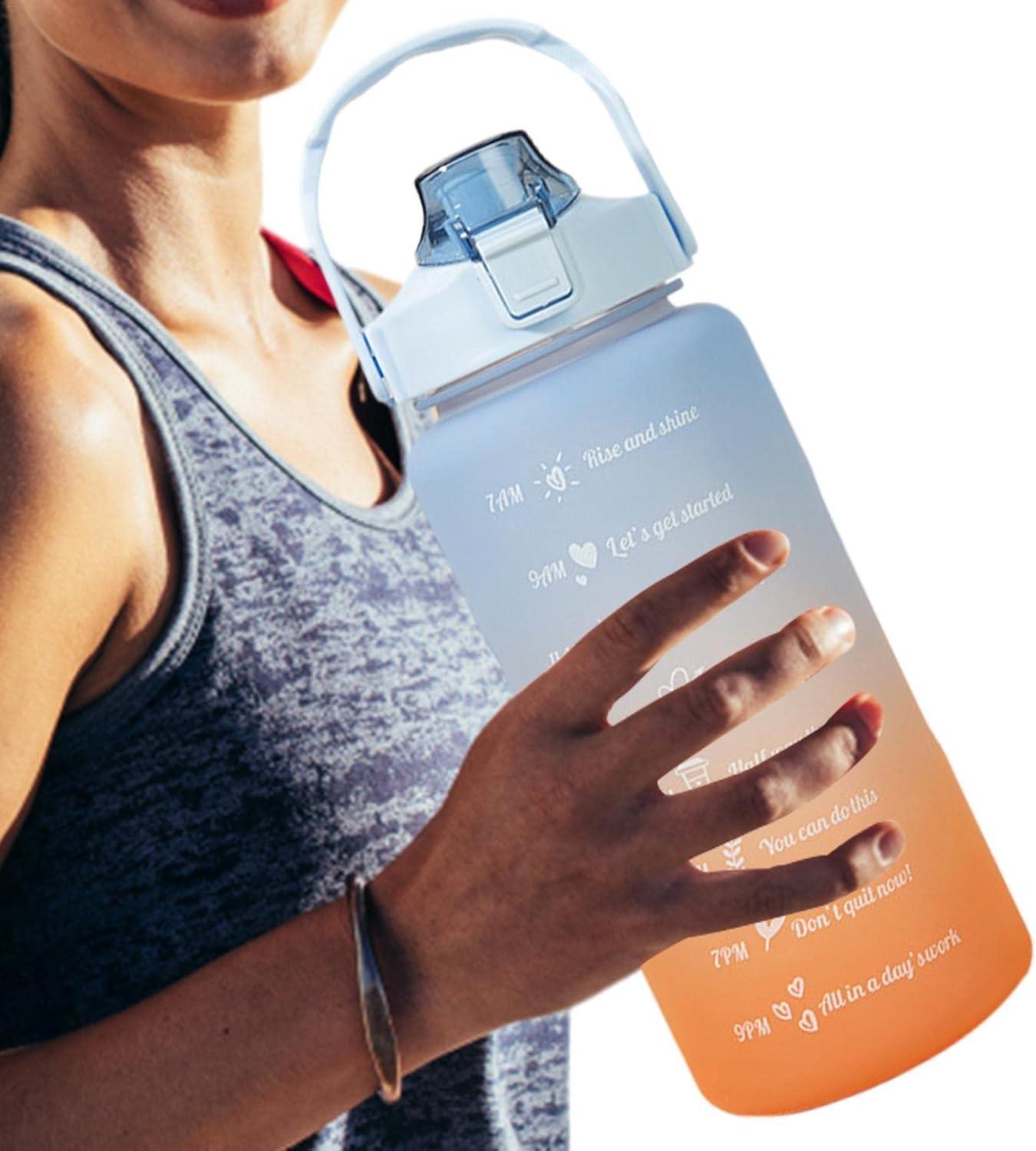 imageSport pour Filles Tasses Eau tanches 2L avec Paille Conteneurs deau Voyage faciles Transporter avec Design Rabattable pour Les familles Les campeurs et Les MeilleursDgrad Bleu