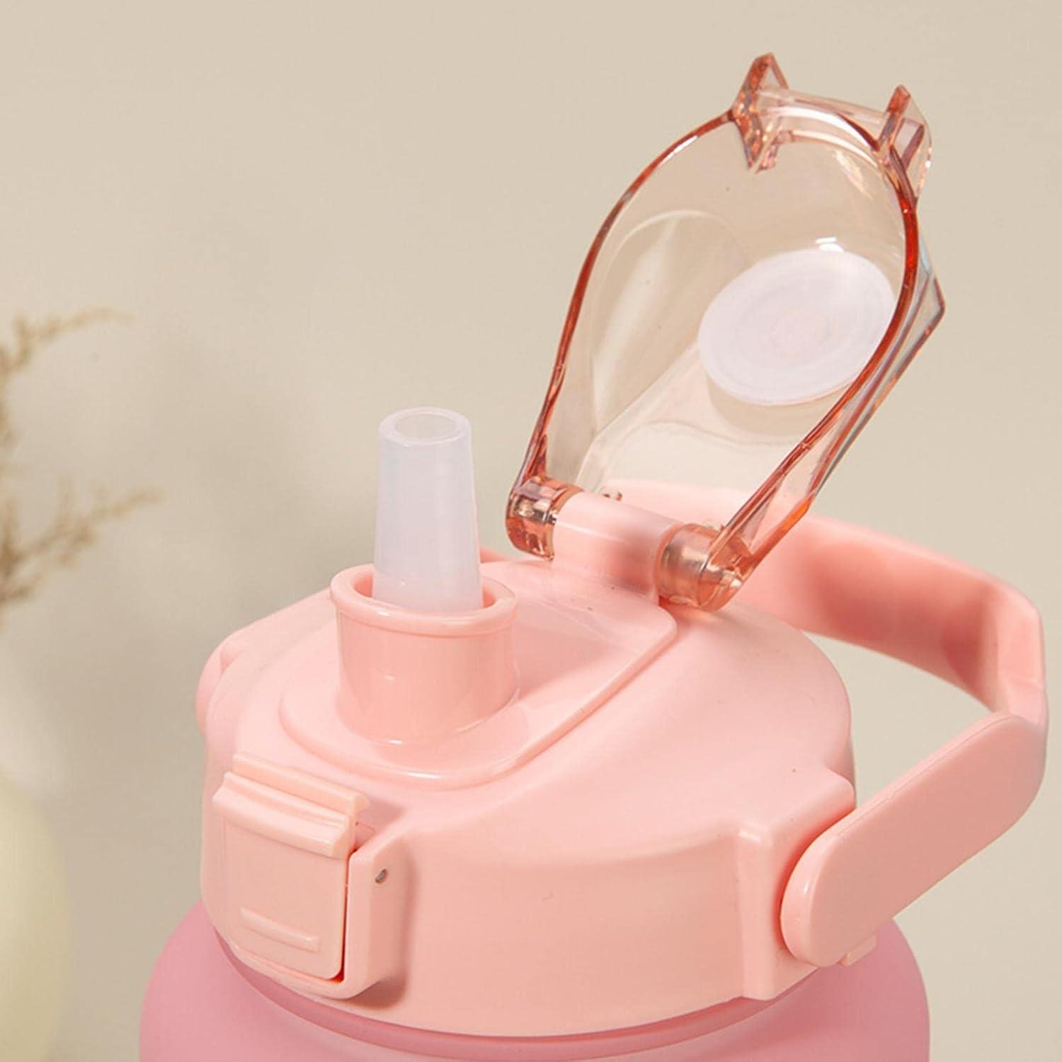 imageSport pour Filles Tasses Eau tanches 2L avec Paille Conteneurs deau Voyage faciles Transporter avec Design Rabattable pour Les familles Les campeurs et Les MeilleursDgrad Rose