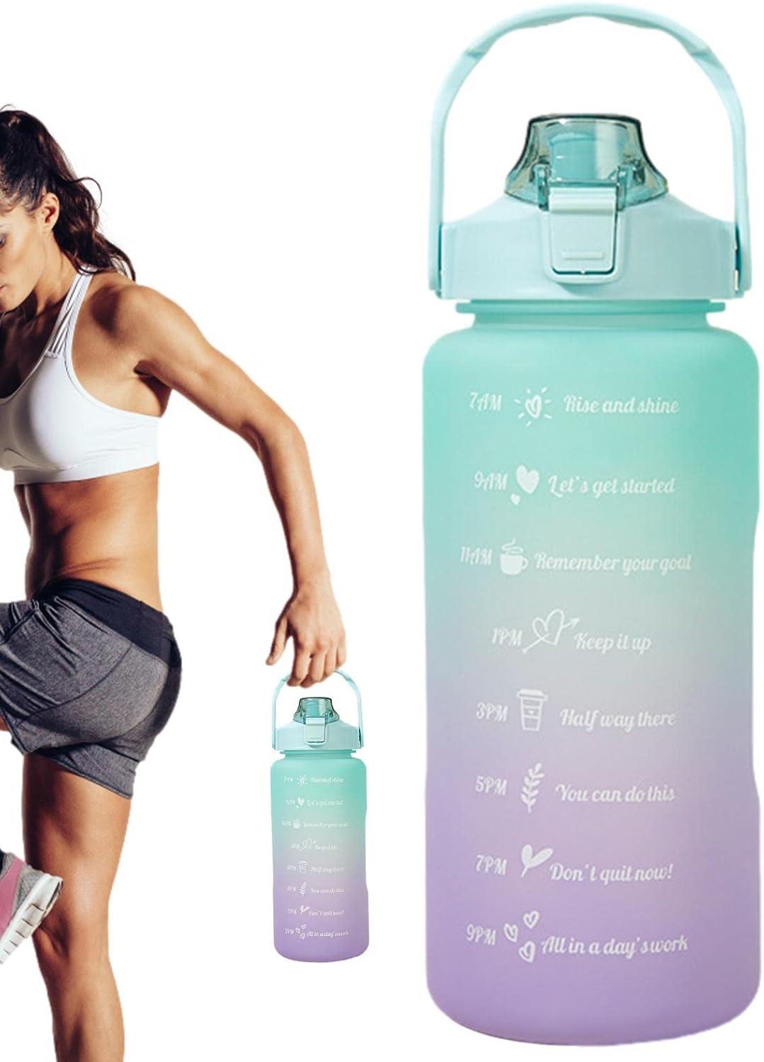 imageSport pour Filles Tasses Eau tanches 2L avec Paille Conteneurs deau Voyage faciles Transporter avec Design Rabattable pour Les familles Les campeurs et Les MeilleursDgrad Vert