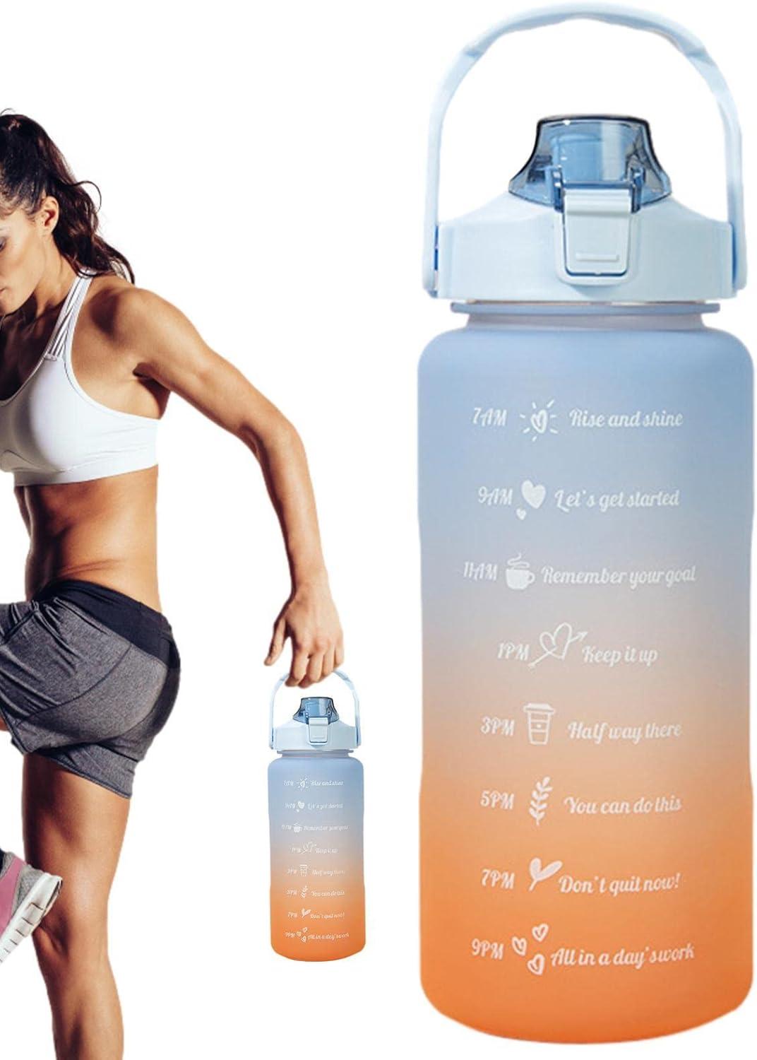 imageSport pour Filles Tasses Eau tanches 2L avec Paille Conteneurs deau Voyage faciles Transporter avec Design Rabattable pour Les familles Les campeurs et Les MeilleursDgrad Bleu