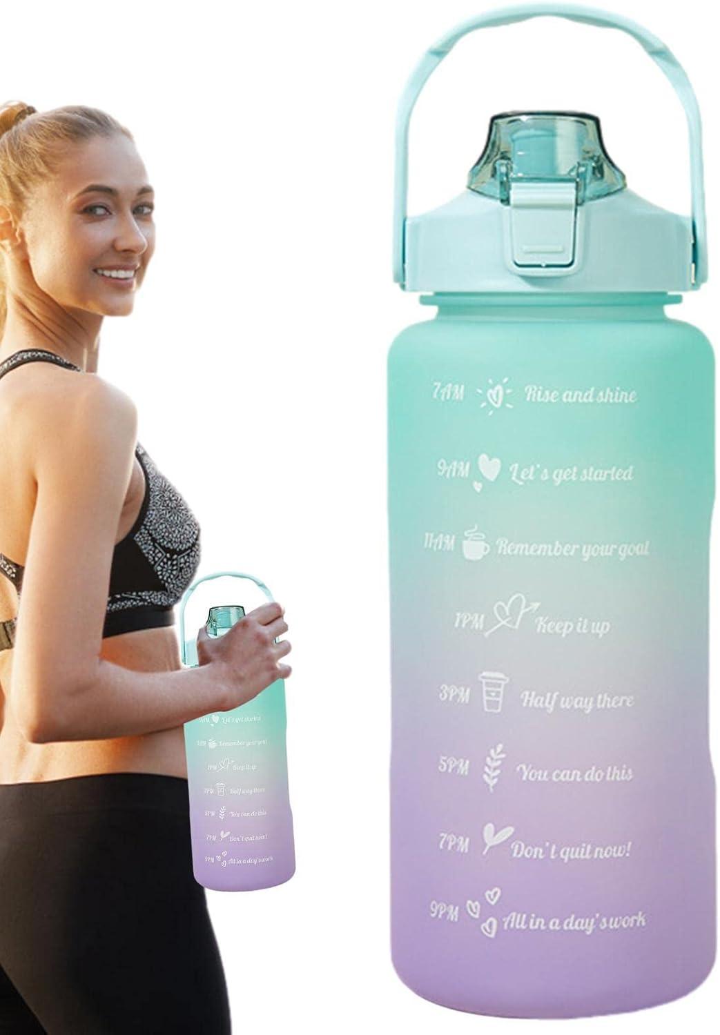 imageSport pour Filles Tasses Eau tanches 2L avec Paille Conteneurs deau Voyage faciles Transporter avec Design Rabattable pour Les familles Les campeurs et Les MeilleursDgrad Vert