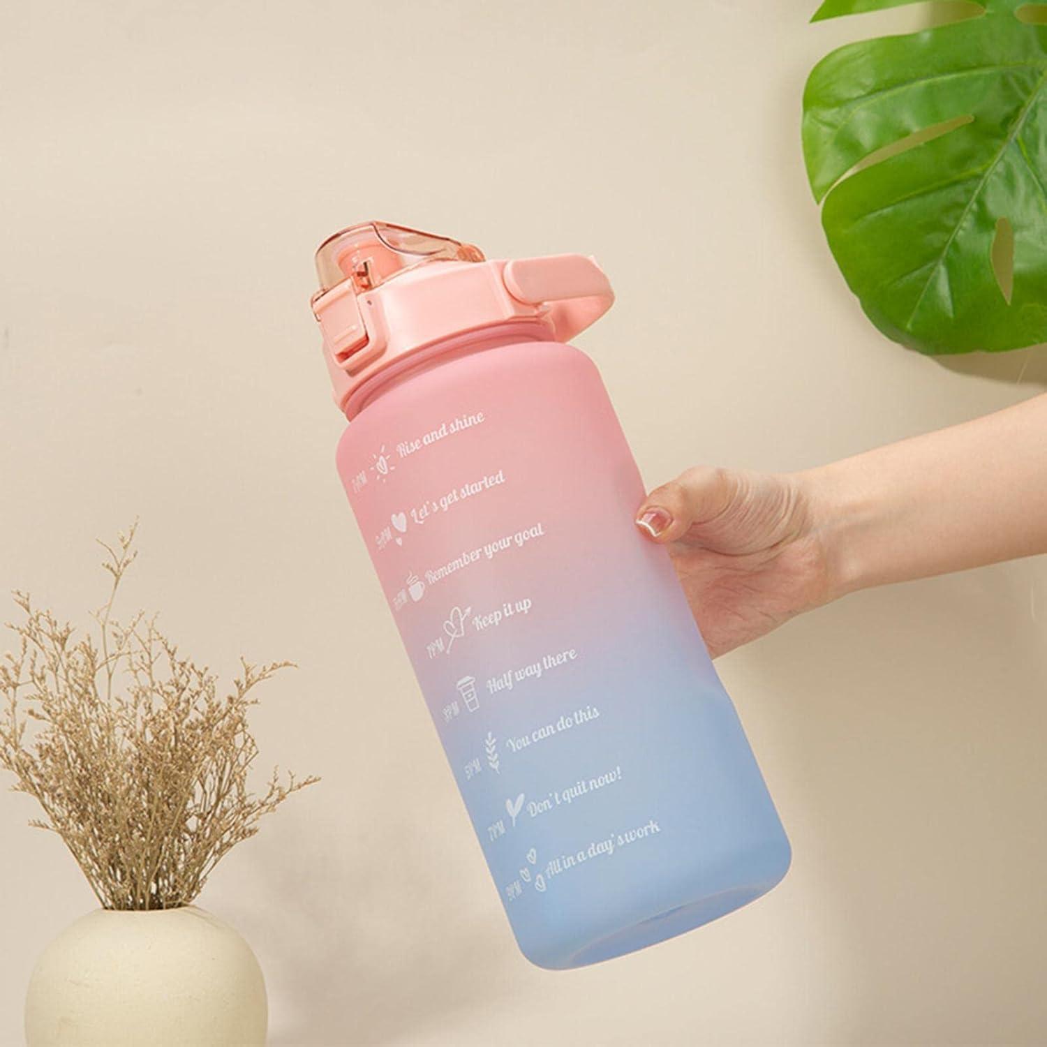 imageSport pour Filles Tasses Eau tanches 2L avec Paille Conteneurs deau Voyage faciles Transporter avec Design Rabattable pour Les familles Les campeurs et Les MeilleursDgrad Rose