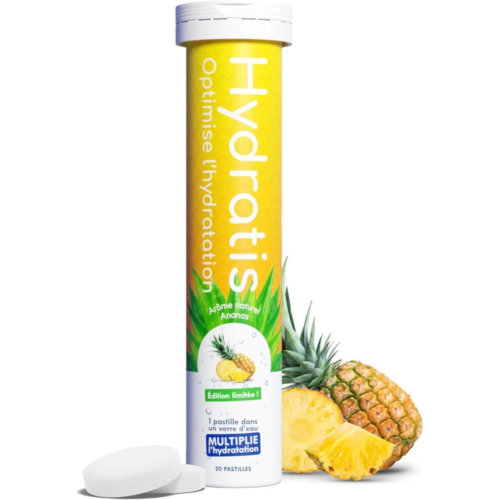 imageHYDRATIS Pastilles Hydratation Electrolytes Ananas Amliore lHydratation et Favorise lnergie Formule Isotonique Sport Rcupration Bientre 1 tube 20 Pastilles1 TUBE