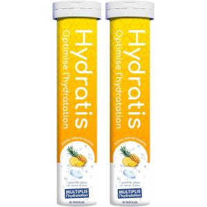 HYDRATIS – Pastilles Hydratation Electrolytes – Ananas – Améliore l&rsquo;Hydratation et Favorise l&rsquo;Énergie – Formule Isotonique – Sport, Récupération, Bien-être – 1 tube (20 Pastilles)(2 TUBES)