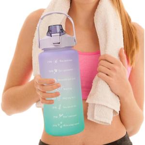 Sport pour Filles | Tasses à Eau étanches 2L avec Paille | Conteneurs d&rsquo;eau Voyage faciles à Transporter avec Design Rabattable pour Les familles, Les campeurs et Les Meilleurs(Dégradé Violet)