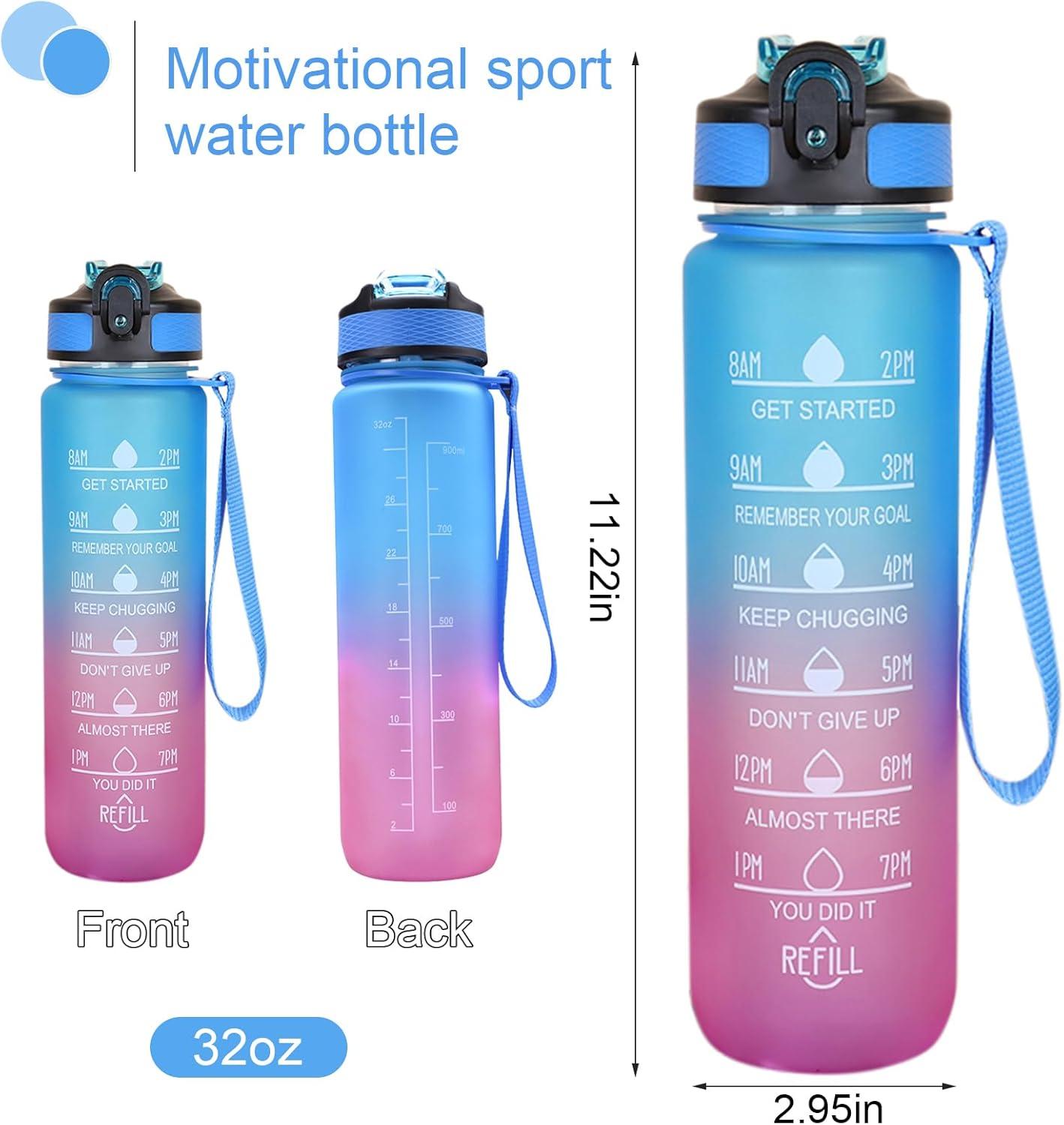 imageBouteille deau 1 LitresGourde Sport Sans BPAGourde avec Paille tancheBouteille de sport pour FitnessSportPlein Air Randonne rose vertBleu Rose