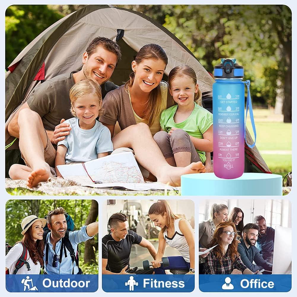 imageBouteille deau 1 LitresGourde Sport Sans BPAGourde avec Paille tancheBouteille de sport pour FitnessSportPlein Air Randonne rose vertBleu Rose