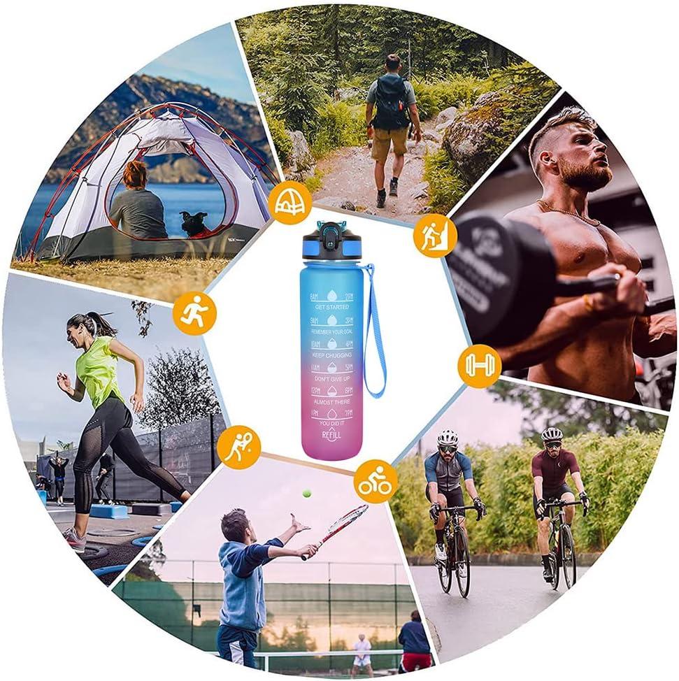 imageBouteille deau 1 LitresGourde Sport Sans BPAGourde avec Paille tancheBouteille de sport pour FitnessSportPlein Air Randonne rose vertBleu Rose