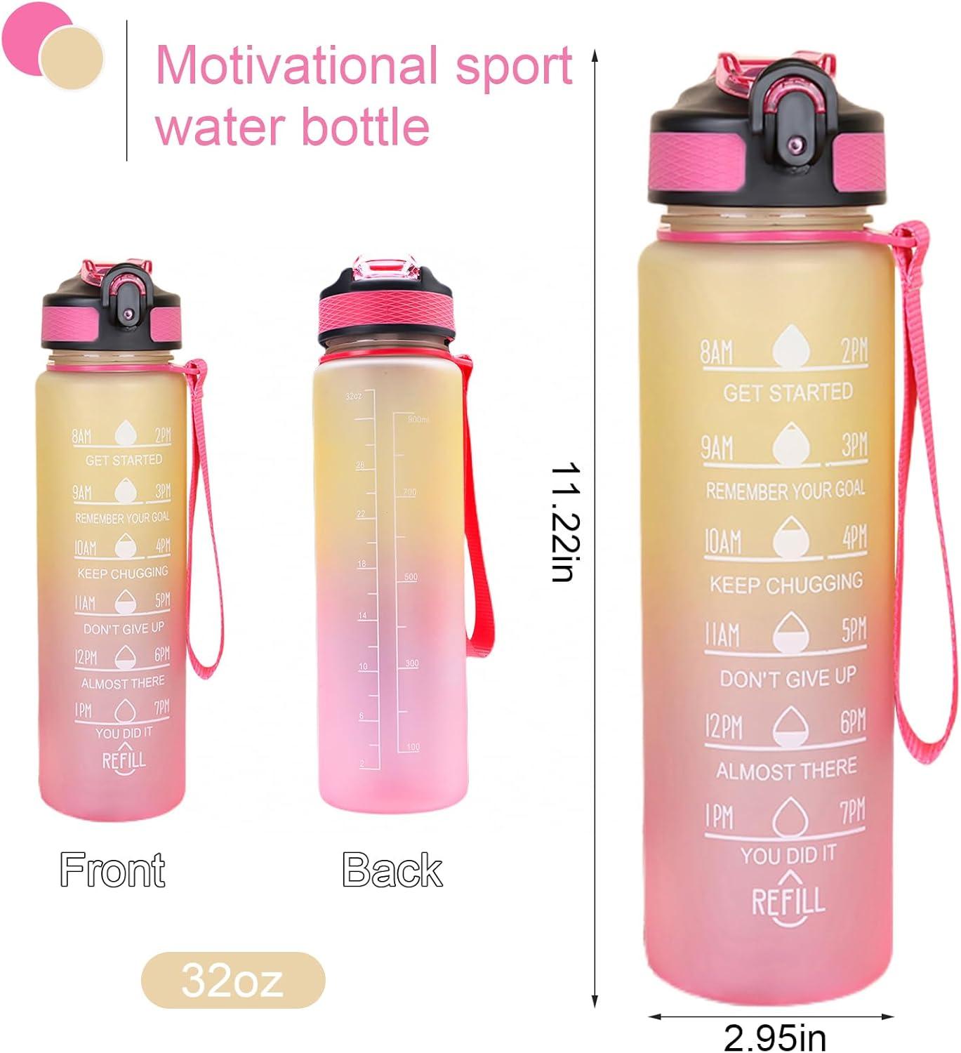 imageBouteille deau 1 LitresGourde Sport Sans BPAGourde avec Paille tancheBouteille de sport pour FitnessSportPlein Air Randonne rose vertJaune Rose