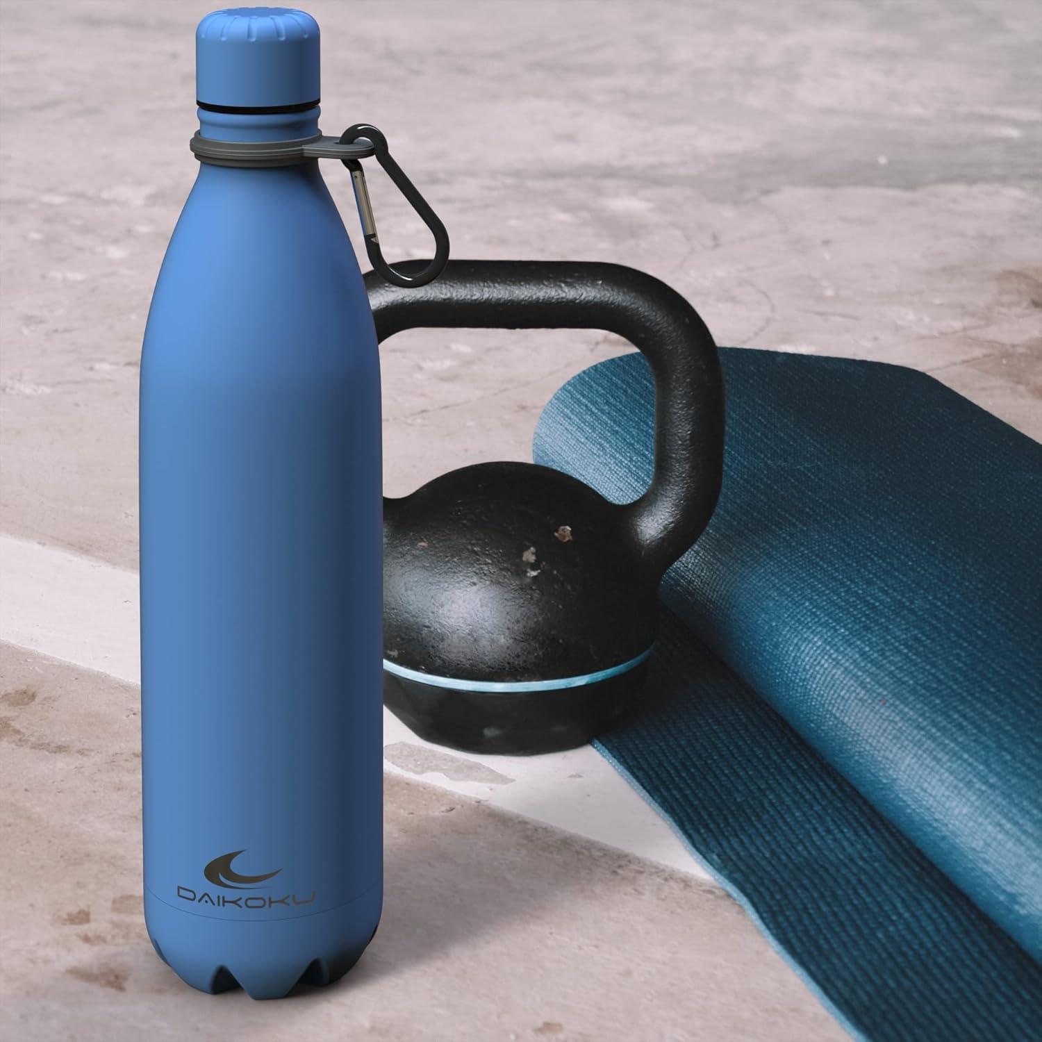 imageDaikoku Gourde Isotherme 500ml Bouteille Isotherme en Acier Inoxydable sans BPA 24h Froid ampamp 12h Chaud Double Paroi Pour le Bureau Sport Voyages Lcole GriseBleu