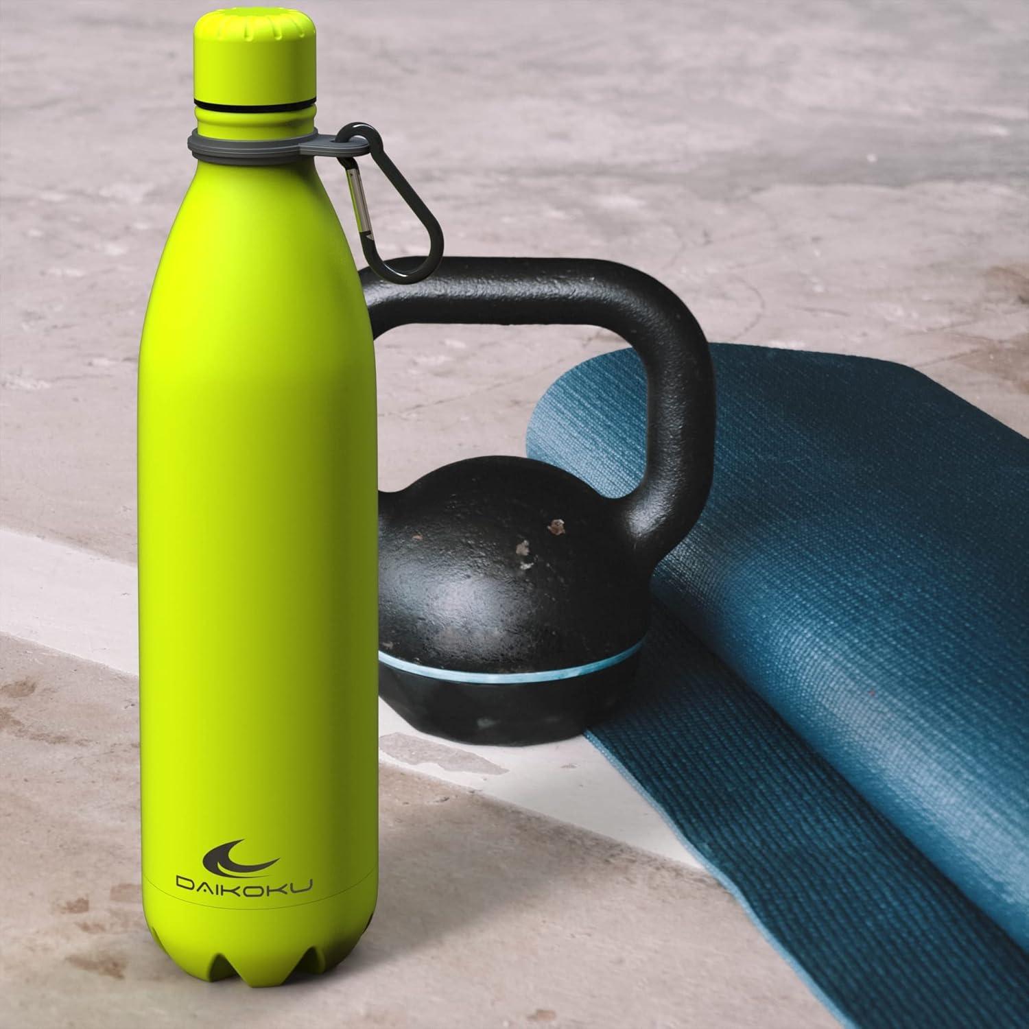 imageDaikoku Gourde Isotherme 500ml Bouteille Isotherme en Acier Inoxydable sans BPA 24h Froid ampamp 12h Chaud Double Paroi Pour le Bureau Sport Voyages Lcole GriseVert Fluor