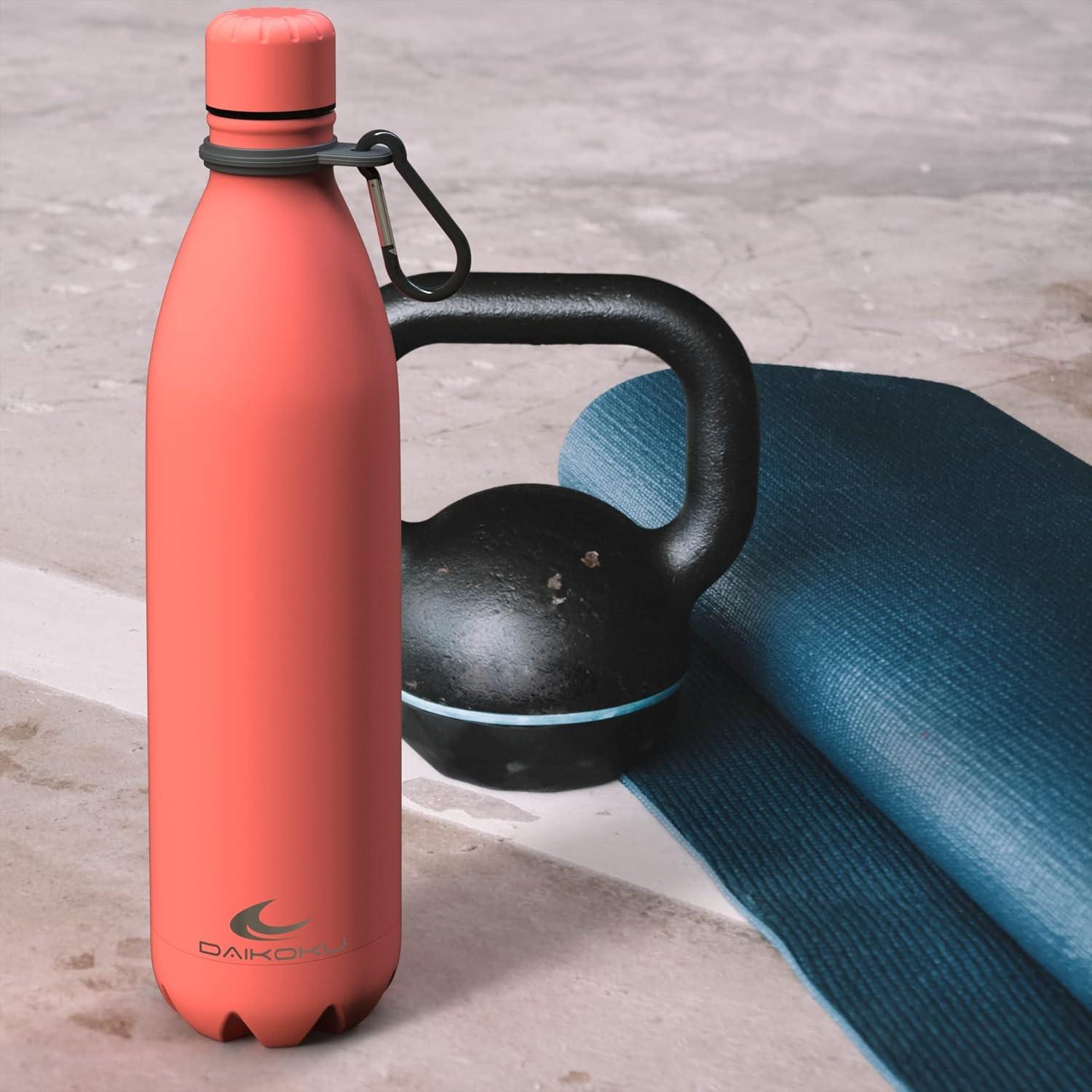 imageDaikoku Gourde Isotherme 500ml Bouteille Isotherme en Acier Inoxydable sans BPA 24h Froid ampamp 12h Chaud Double Paroi Pour le Bureau Sport Voyages Lcole GriseOrange