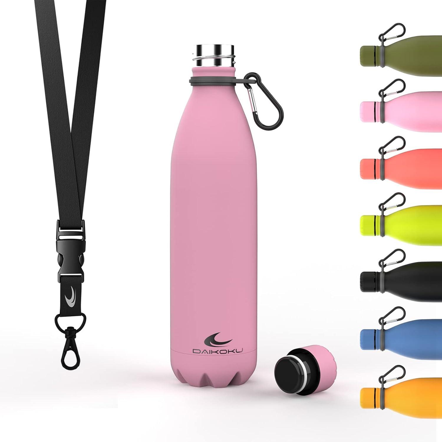 imageDaikoku Gourde Isotherme 500ml Bouteille Isotherme en Acier Inoxydable sans BPA 24h Froid ampamp 12h Chaud Double Paroi Pour le Bureau Sport Voyages Lcole GriseRose