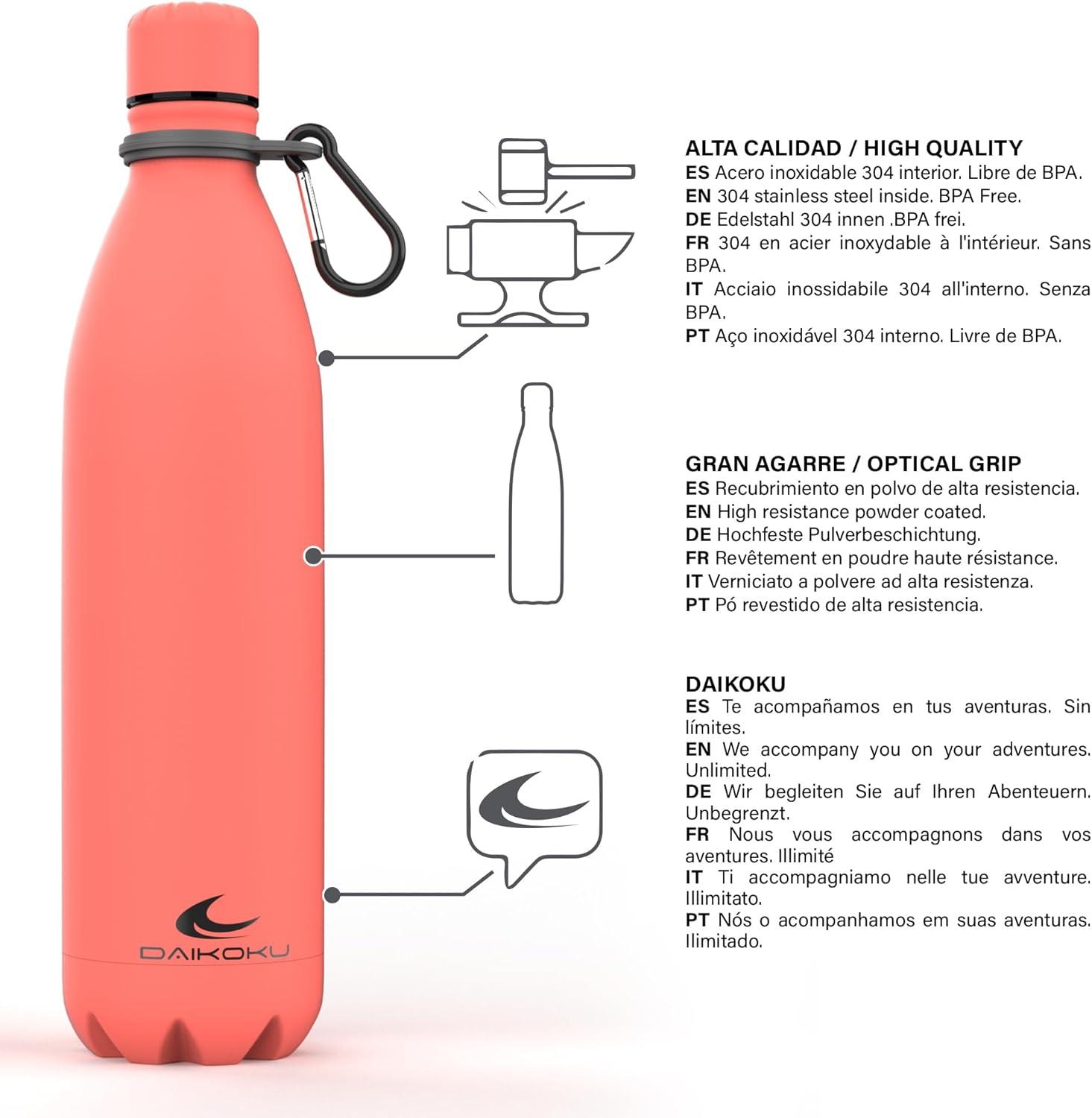 imageDaikoku Gourde Isotherme 500ml Bouteille Isotherme en Acier Inoxydable sans BPA 24h Froid ampamp 12h Chaud Double Paroi Pour le Bureau Sport Voyages Lcole GriseOrange