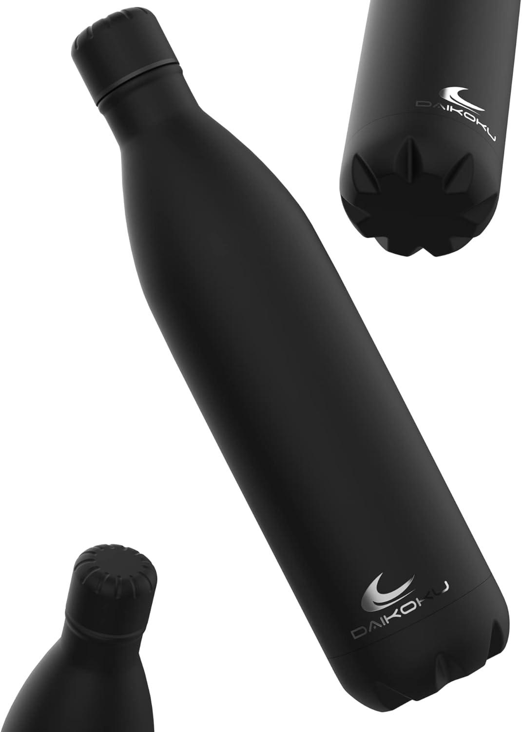 imageDaikoku Gourde Isotherme 500ml Bouteille Isotherme en Acier Inoxydable sans BPA 24h Froid ampamp 12h Chaud Double Paroi Pour le Bureau Sport Voyages Lcole GriseNoir