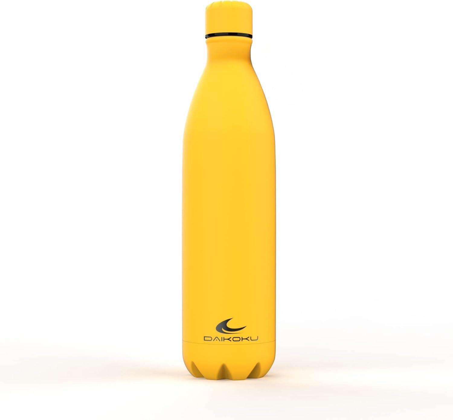 imageDaikoku Gourde Isotherme 500ml Bouteille Isotherme en Acier Inoxydable sans BPA 24h Froid ampamp 12h Chaud Double Paroi Pour le Bureau Sport Voyages Lcole GriseJaune