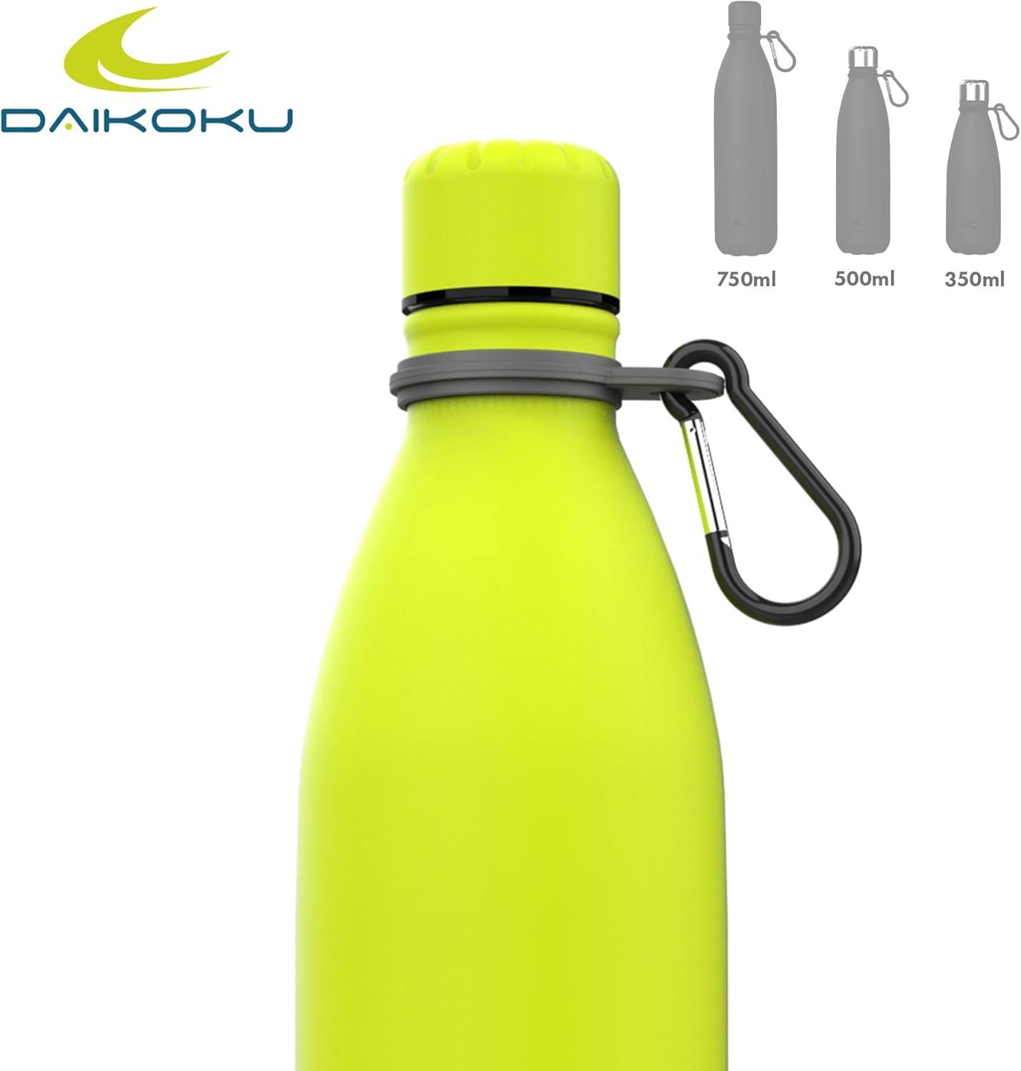 imageDaikoku Gourde Isotherme 500ml Bouteille Isotherme en Acier Inoxydable sans BPA 24h Froid ampamp 12h Chaud Double Paroi Pour le Bureau Sport Voyages Lcole GriseVert Fluor