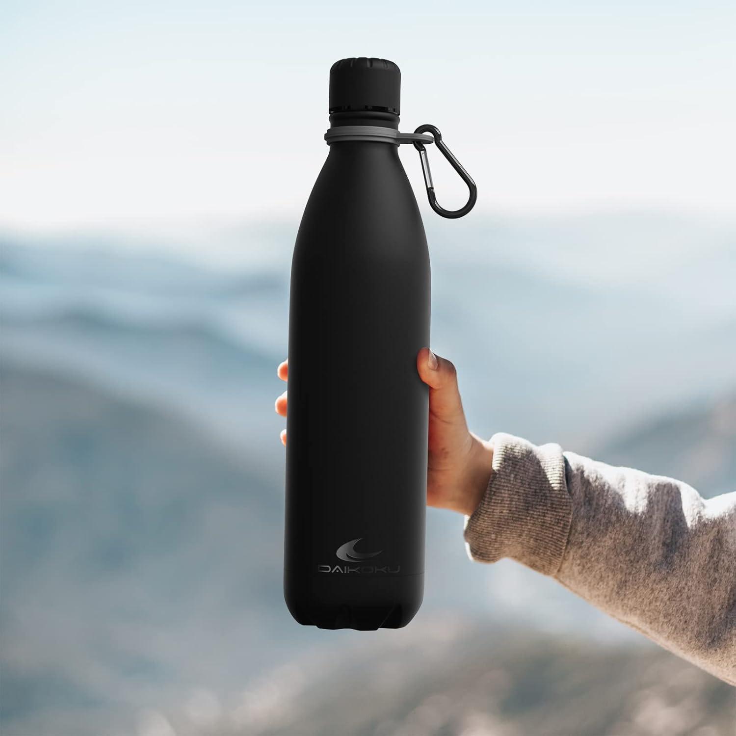 imageDaikoku Gourde Isotherme 500ml Bouteille Isotherme en Acier Inoxydable sans BPA 24h Froid ampamp 12h Chaud Double Paroi Pour le Bureau Sport Voyages Lcole GriseNoir