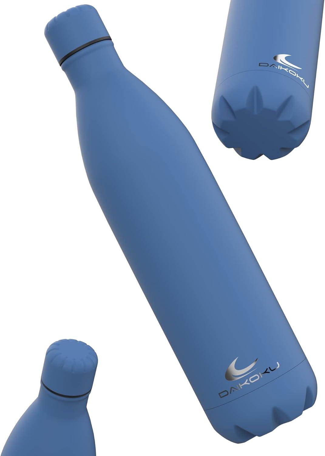 imageDaikoku Gourde Isotherme 500ml Bouteille Isotherme en Acier Inoxydable sans BPA 24h Froid ampamp 12h Chaud Double Paroi Pour le Bureau Sport Voyages Lcole GriseBleu