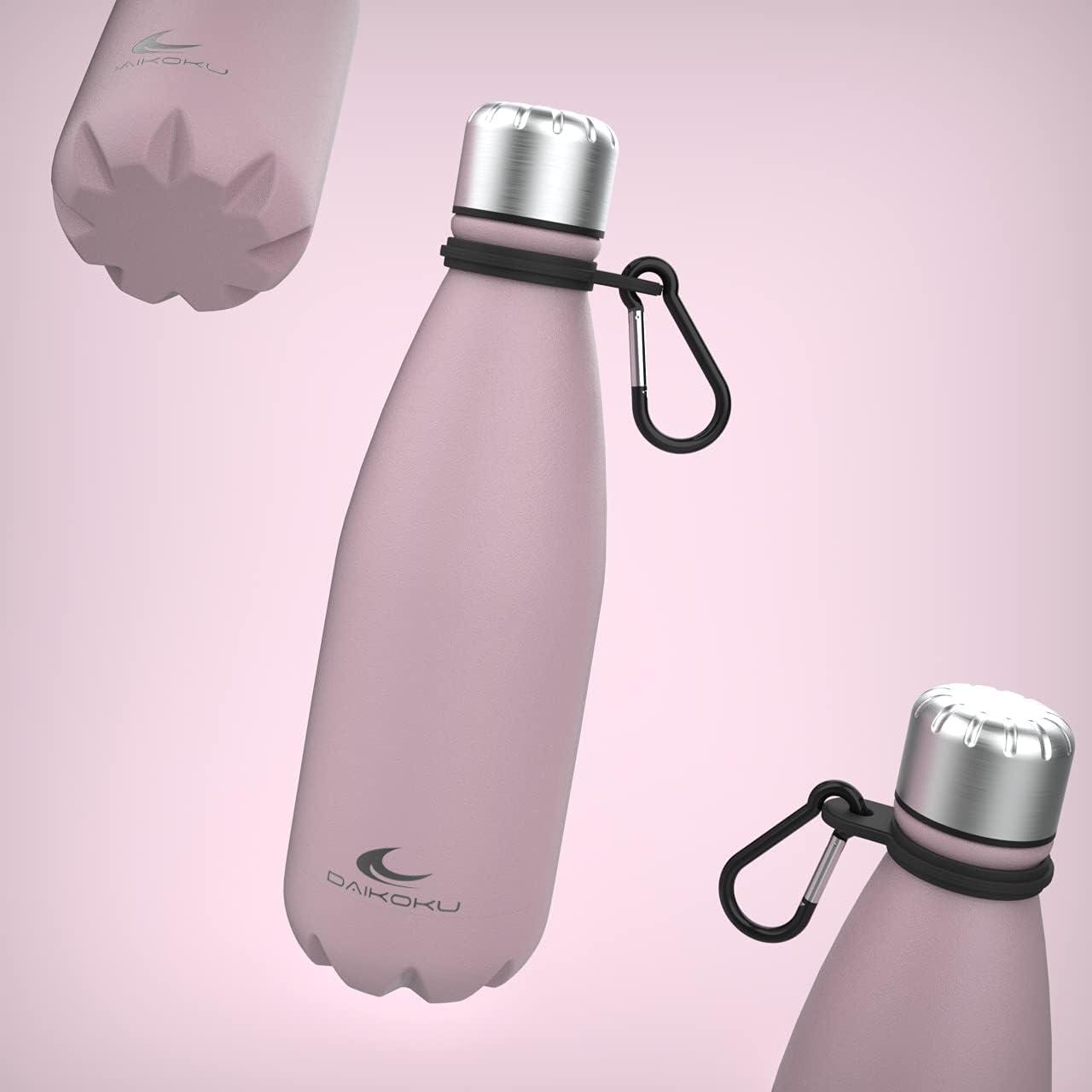 imageDaikoku Gourde Isotherme 500ml Bouteille Isotherme en Acier Inoxydable sans BPA 24h Froid ampamp 12h Chaud Double Paroi Pour le Bureau Sport Voyages Lcole GriseRose