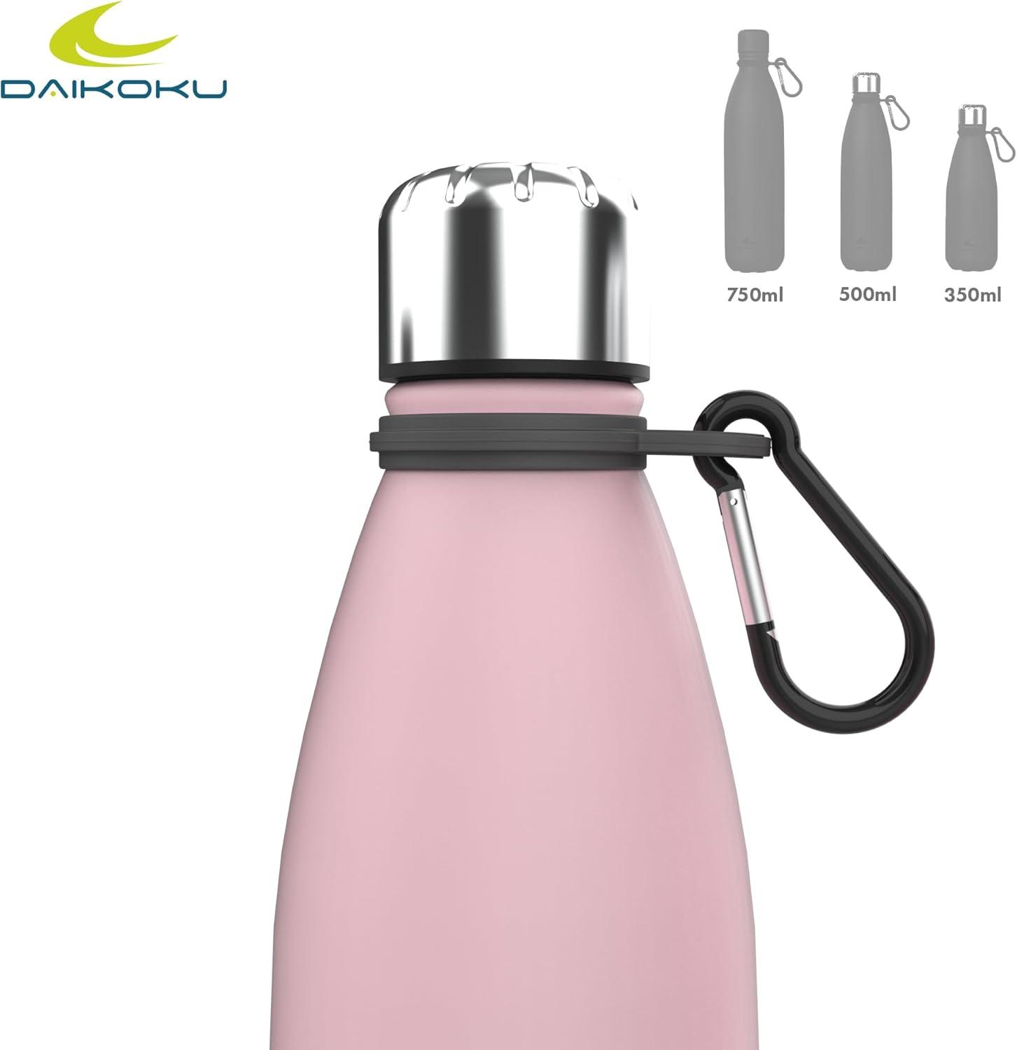 imageDaikoku Gourde Isotherme 500ml Bouteille Isotherme en Acier Inoxydable sans BPA 24h Froid ampamp 12h Chaud Double Paroi Pour le Bureau Sport Voyages Lcole GriseRose