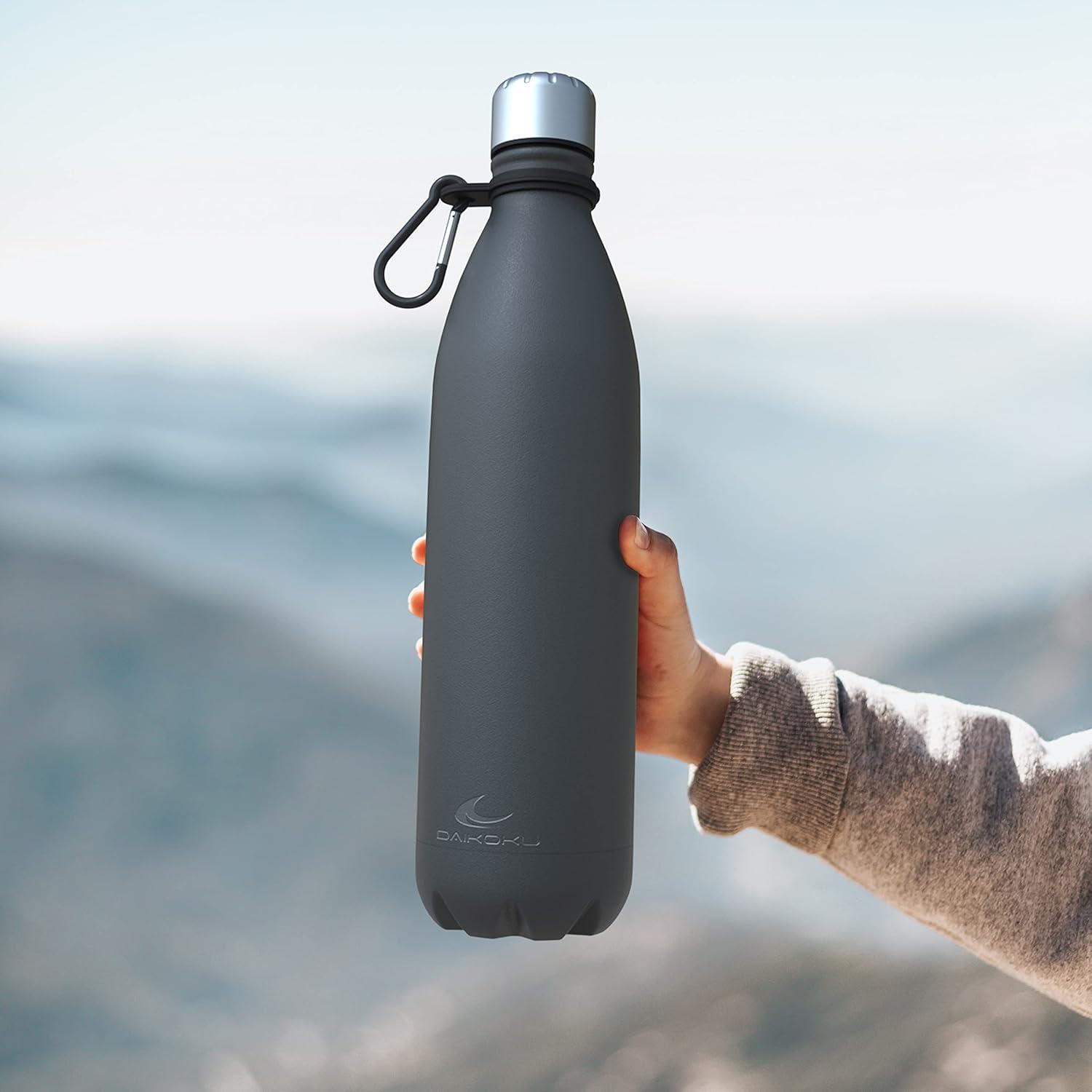 imageDaikoku Gourde Isotherme 500ml Bouteille Isotherme en Acier Inoxydable sans BPA 24h Froid ampamp 12h Chaud Double Paroi Pour le Bureau Sport Voyages Lcole GriseGrise