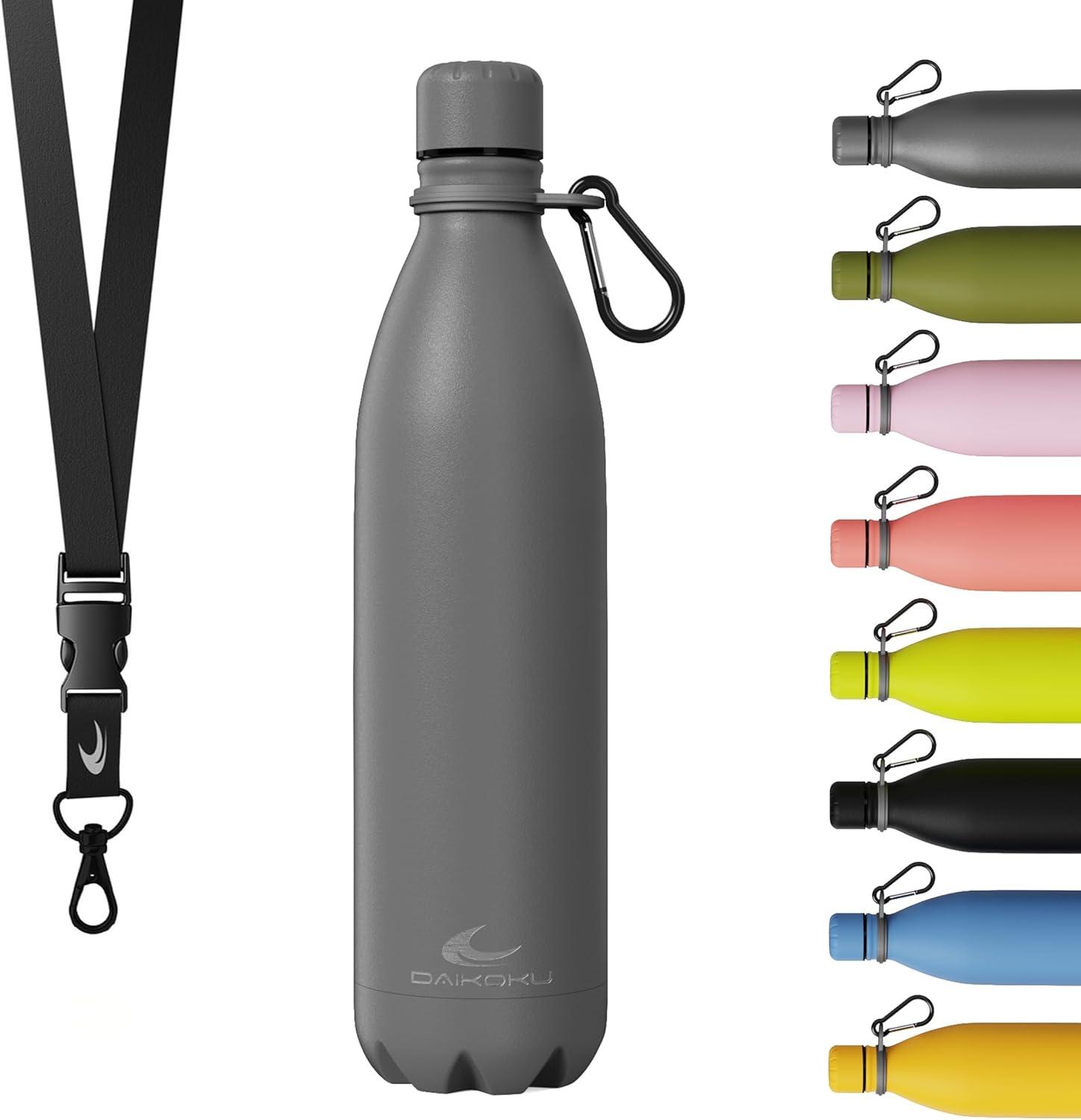 imageDaikoku Gourde Isotherme 500ml Bouteille Isotherme en Acier Inoxydable sans BPA 24h Froid ampamp 12h Chaud Double Paroi Pour le Bureau Sport Voyages Lcole GriseGrise
