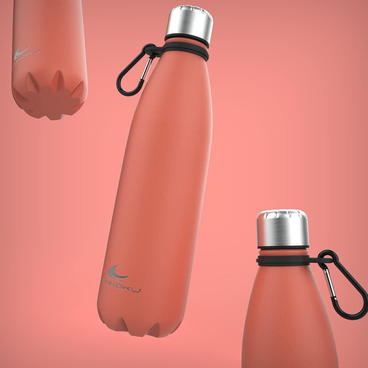 imageDaikoku Gourde Isotherme 500ml Bouteille Isotherme en Acier Inoxydable sans BPA 24h Froid ampamp 12h Chaud Double Paroi Pour le Bureau Sport Voyages Lcole GriseCoral