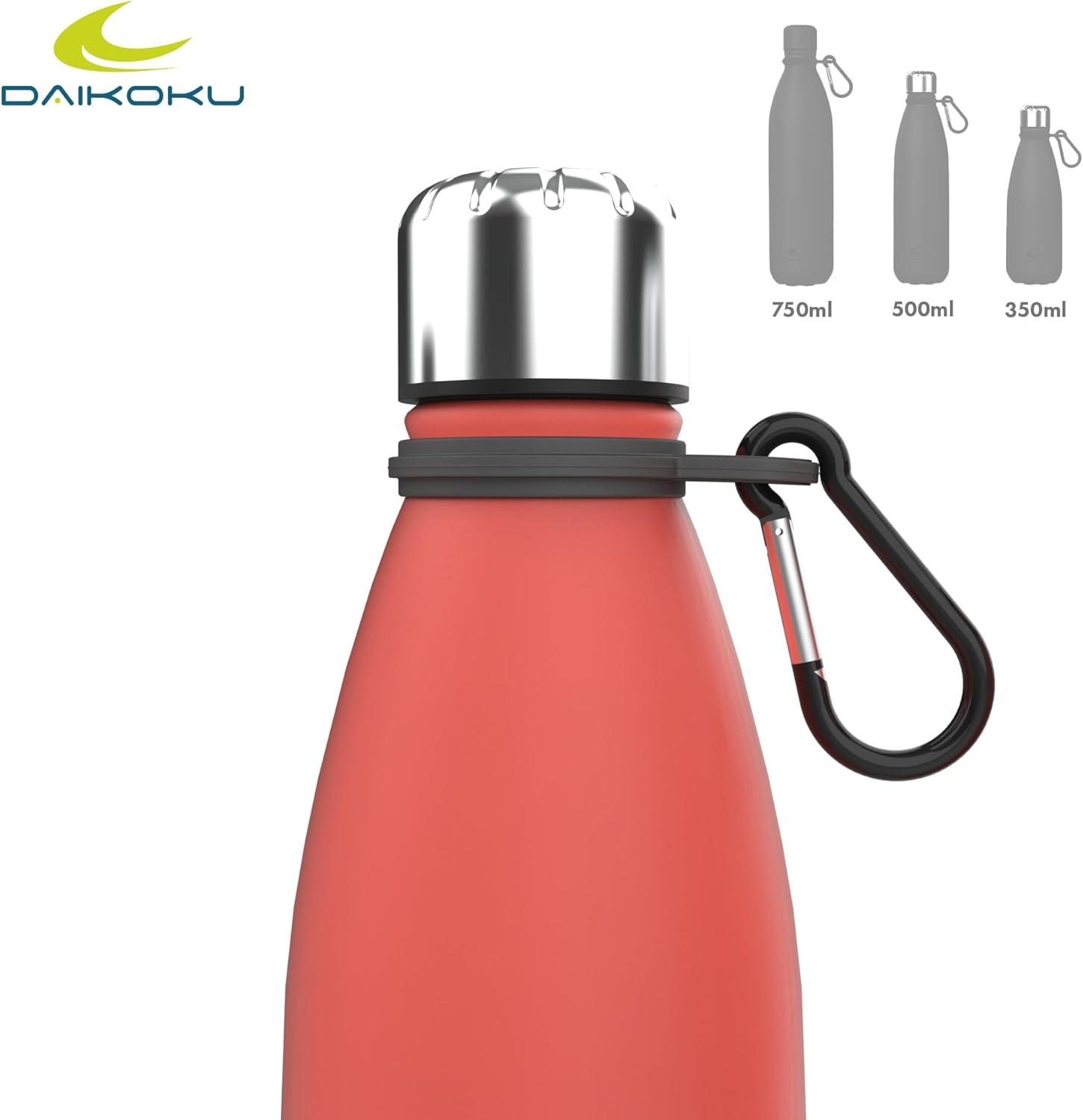 imageDaikoku Gourde Isotherme 500ml Bouteille Isotherme en Acier Inoxydable sans BPA 24h Froid ampamp 12h Chaud Double Paroi Pour le Bureau Sport Voyages Lcole GriseCoral