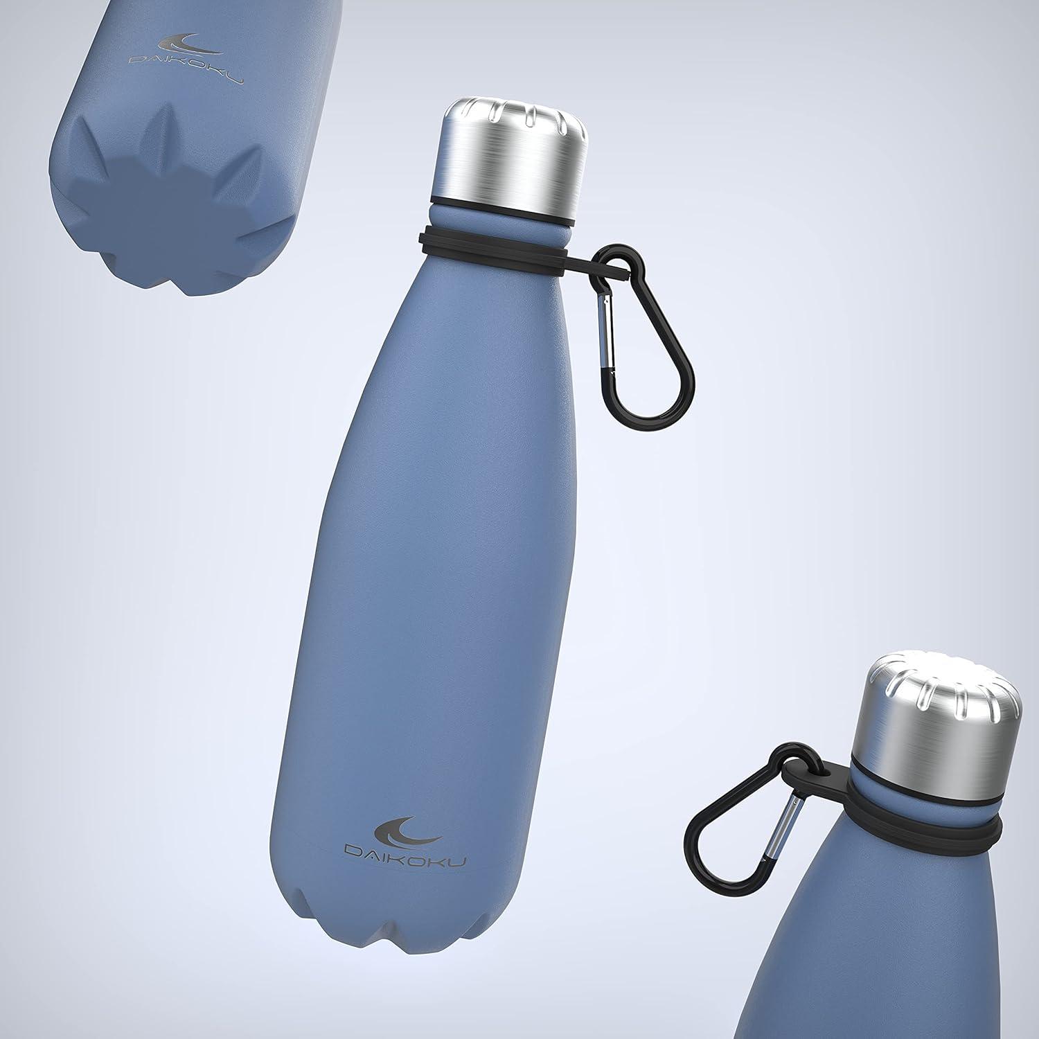 imageDaikoku Gourde Isotherme 500ml Bouteille Isotherme en Acier Inoxydable sans BPA 24h Froid ampamp 12h Chaud Double Paroi Pour le Bureau Sport Voyages Lcole GriseBleu