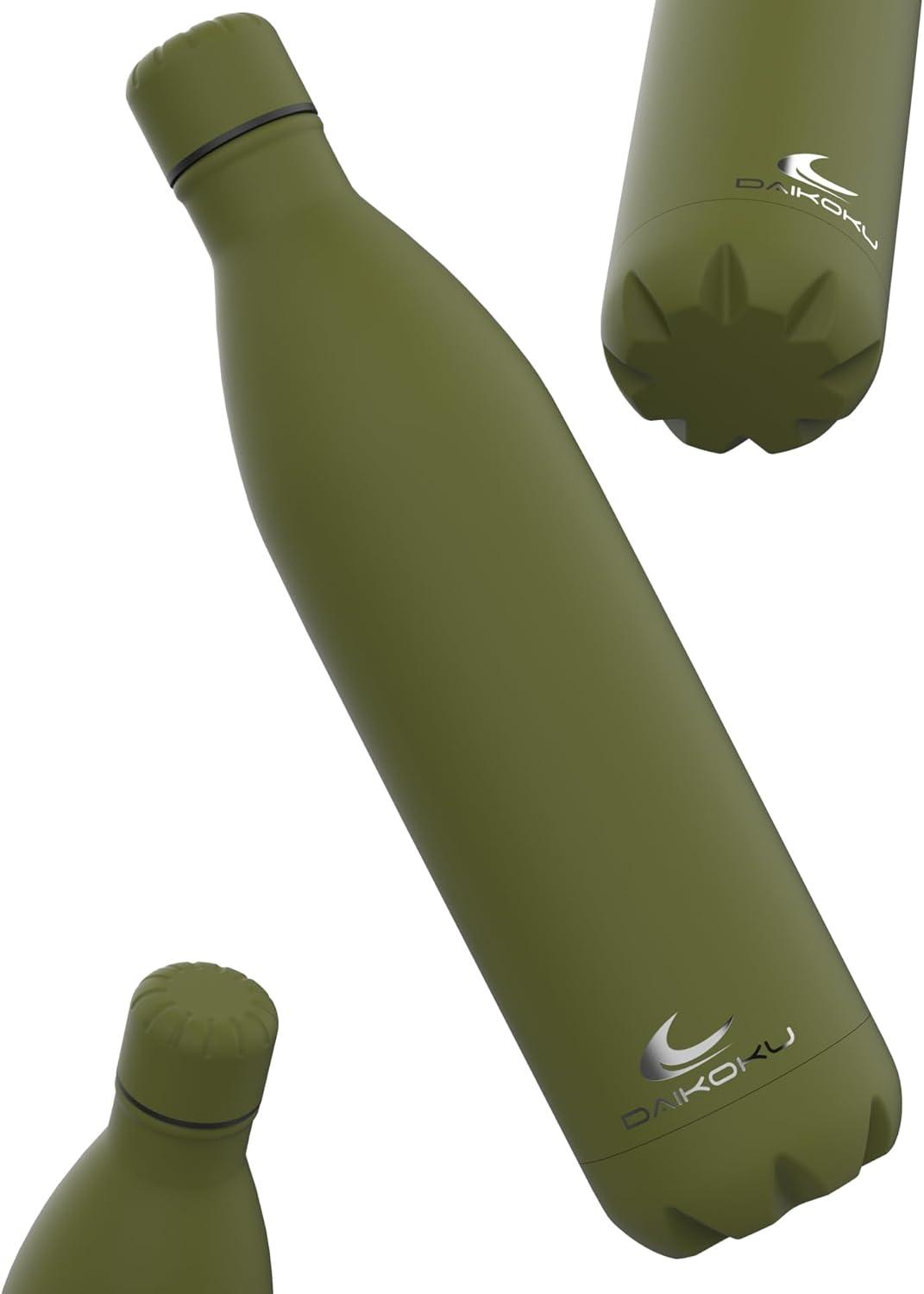 imageDaikoku Gourde Isotherme 500ml Bouteille Isotherme en Acier Inoxydable sans BPA 24h Froid ampamp 12h Chaud Double Paroi Pour le Bureau Sport Voyages Lcole GriseVert