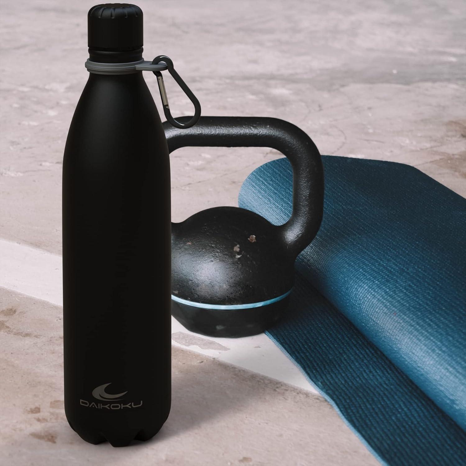 imageDaikoku Gourde Isotherme 500ml Bouteille Isotherme en Acier Inoxydable sans BPA 24h Froid ampamp 12h Chaud Double Paroi Pour le Bureau Sport Voyages Lcole GriseNoir