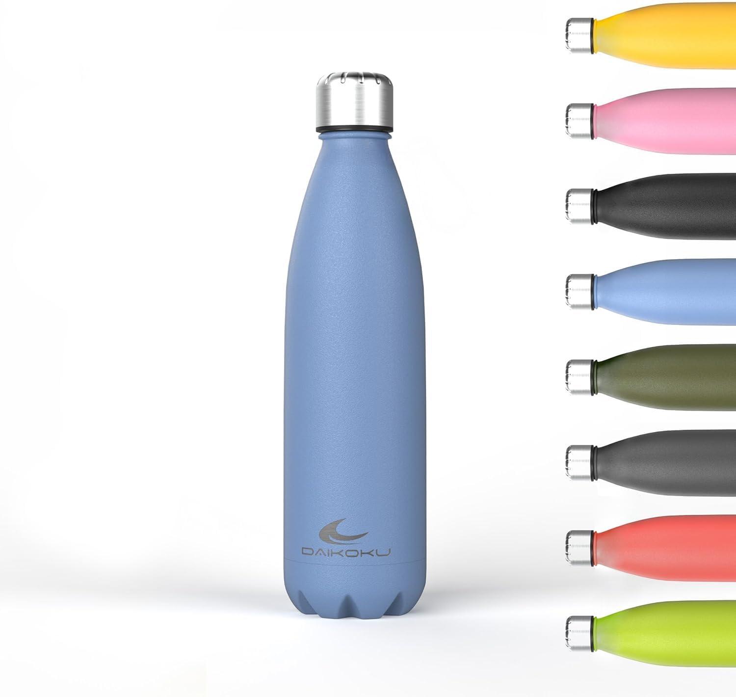 imageDaikoku Gourde Isotherme 500ml Bouteille Isotherme en Acier Inoxydable sans BPA 24h Froid ampamp 12h Chaud Double Paroi Pour le Bureau Sport Voyages Lcole GriseBleu
