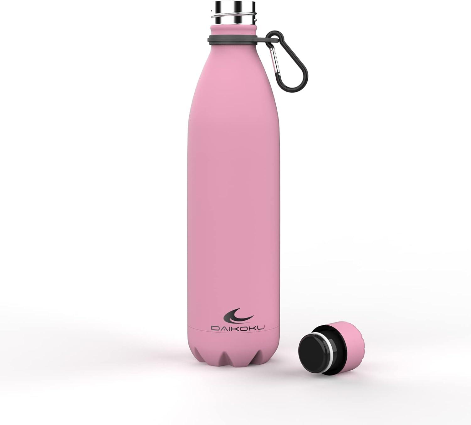 imageDaikoku Gourde Isotherme 500ml Bouteille Isotherme en Acier Inoxydable sans BPA 24h Froid ampamp 12h Chaud Double Paroi Pour le Bureau Sport Voyages Lcole GriseRose