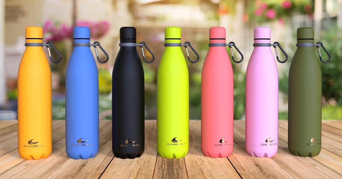 imageDaikoku Gourde Isotherme 500ml Bouteille Isotherme en Acier Inoxydable sans BPA 24h Froid ampamp 12h Chaud Double Paroi Pour le Bureau Sport Voyages Lcole GriseVert