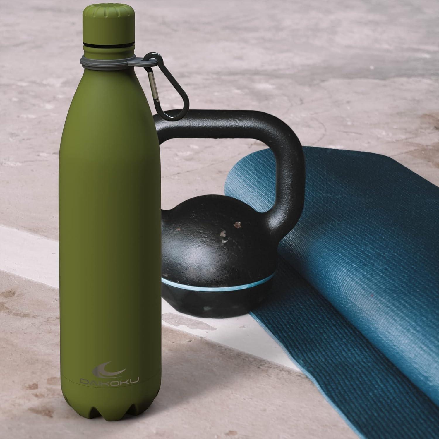 imageDaikoku Gourde Isotherme 500ml Bouteille Isotherme en Acier Inoxydable sans BPA 24h Froid ampamp 12h Chaud Double Paroi Pour le Bureau Sport Voyages Lcole GriseVert