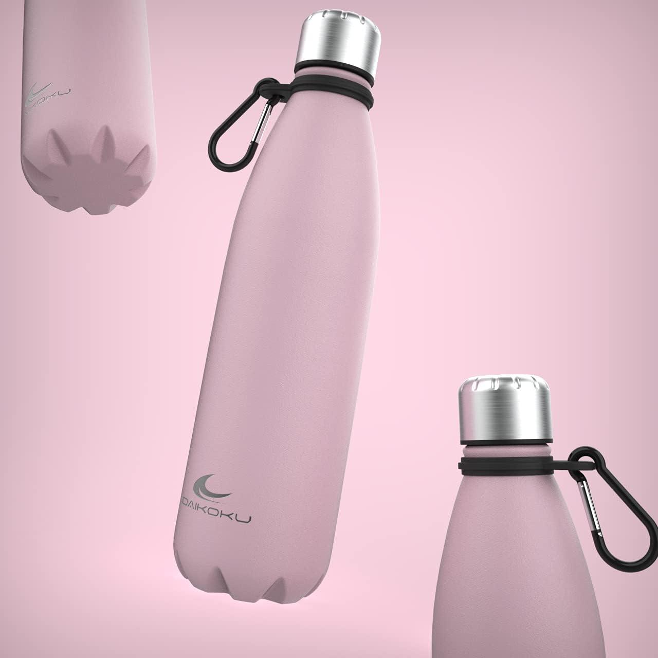 imageDaikoku Gourde Isotherme 500ml Bouteille Isotherme en Acier Inoxydable sans BPA 24h Froid ampamp 12h Chaud Double Paroi Pour le Bureau Sport Voyages Lcole GriseRose