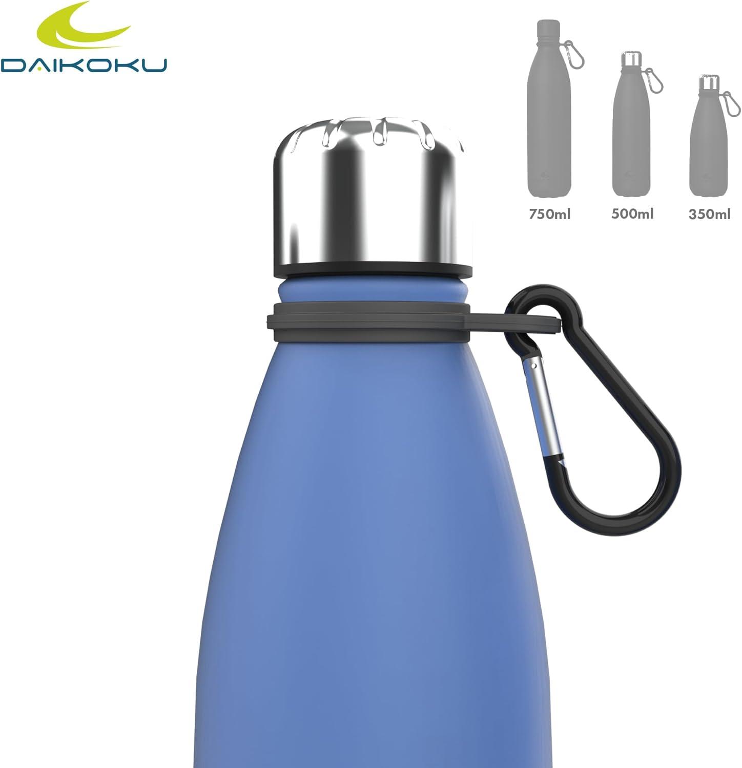 imageDaikoku Gourde Isotherme 500ml Bouteille Isotherme en Acier Inoxydable sans BPA 24h Froid ampamp 12h Chaud Double Paroi Pour le Bureau Sport Voyages Lcole GriseBleu