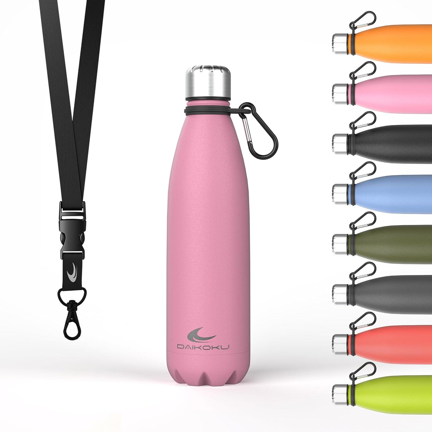 imageDaikoku Gourde Isotherme 500ml Bouteille Isotherme en Acier Inoxydable sans BPA 24h Froid ampamp 12h Chaud Double Paroi Pour le Bureau Sport Voyages Lcole GriseRose