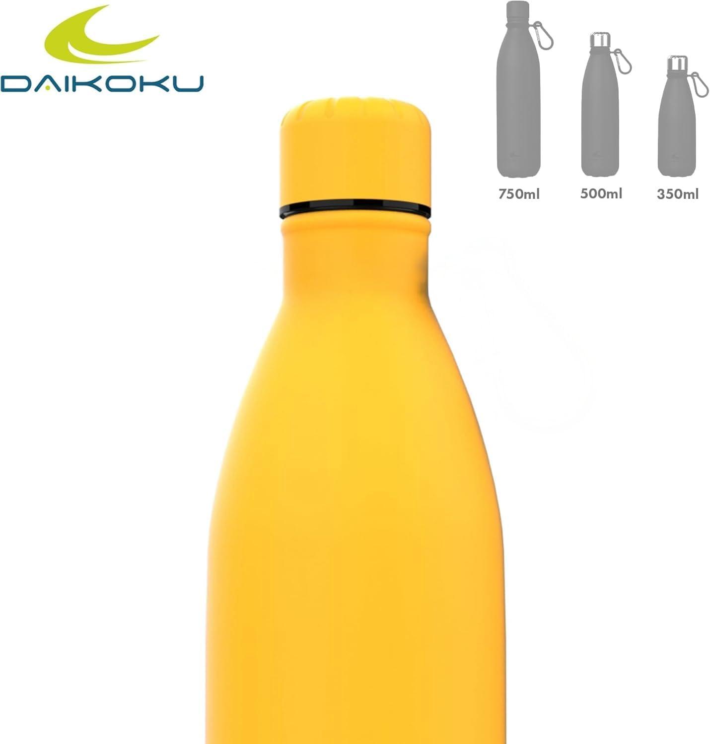 imageDaikoku Gourde Isotherme 500ml Bouteille Isotherme en Acier Inoxydable sans BPA 24h Froid ampamp 12h Chaud Double Paroi Pour le Bureau Sport Voyages Lcole GriseJaune