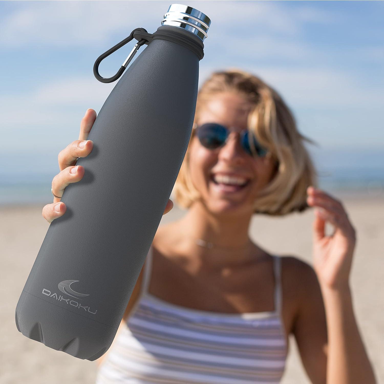 imageDaikoku Gourde Isotherme 500ml Bouteille Isotherme en Acier Inoxydable sans BPA 24h Froid ampamp 12h Chaud Double Paroi Pour le Bureau Sport Voyages Lcole GriseGrise