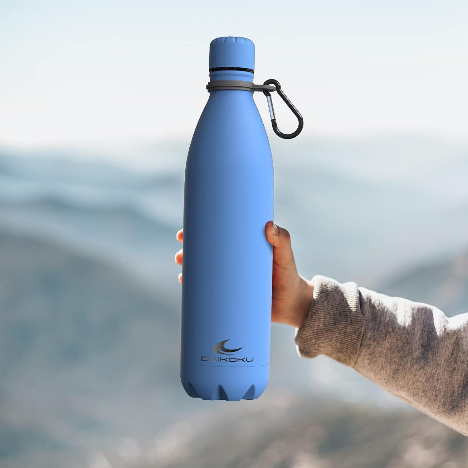 imageDaikoku Gourde Isotherme 500ml Bouteille Isotherme en Acier Inoxydable sans BPA 24h Froid ampamp 12h Chaud Double Paroi Pour le Bureau Sport Voyages Lcole GriseBleu