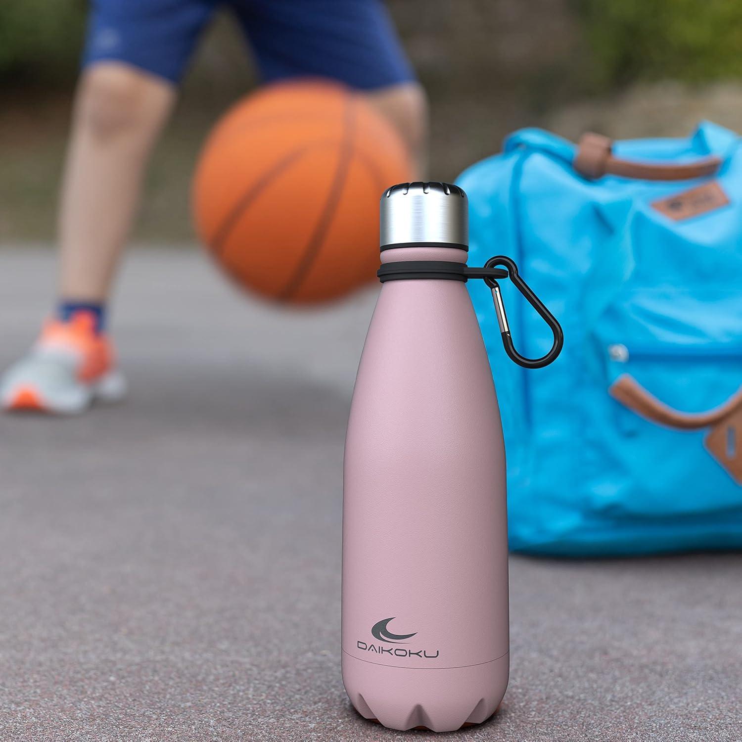 imageDaikoku Gourde Isotherme 500ml Bouteille Isotherme en Acier Inoxydable sans BPA 24h Froid ampamp 12h Chaud Double Paroi Pour le Bureau Sport Voyages Lcole GriseRose