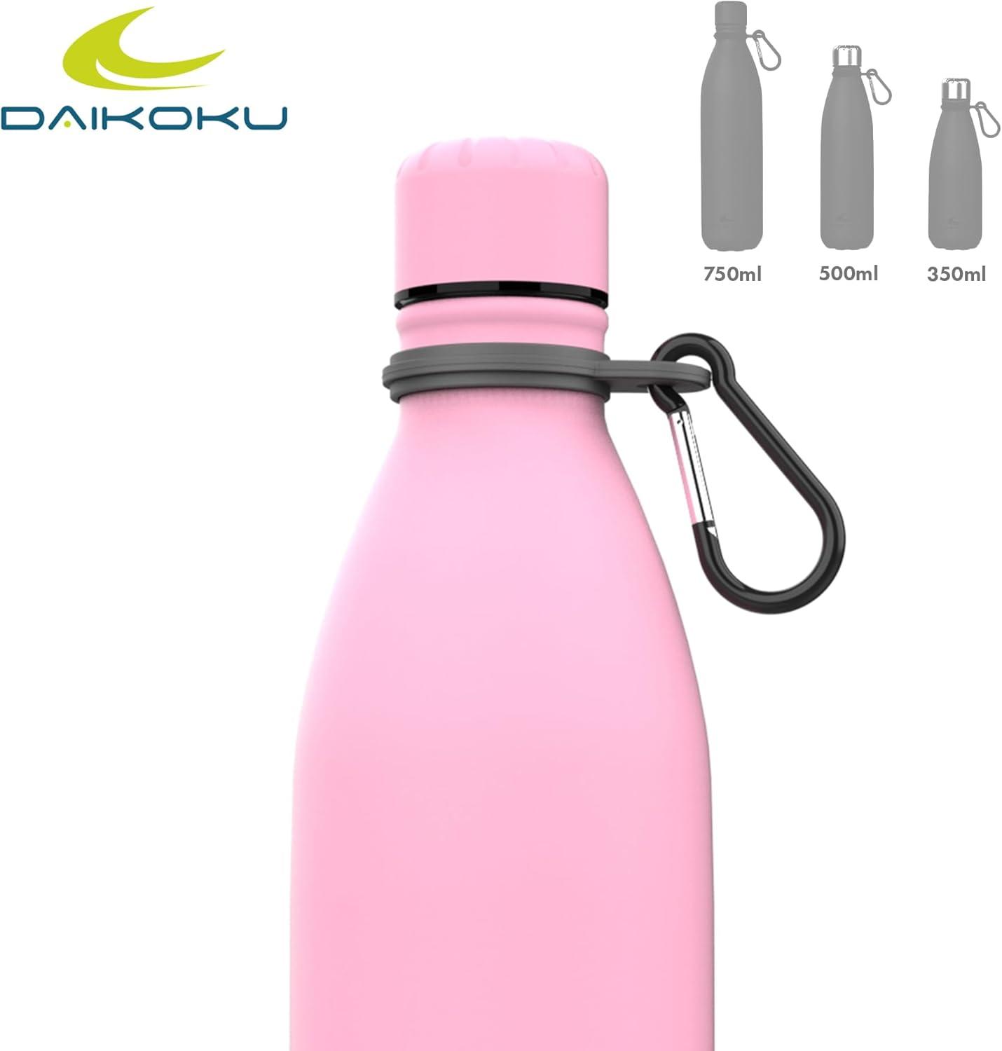 imageDaikoku Gourde Isotherme 500ml Bouteille Isotherme en Acier Inoxydable sans BPA 24h Froid ampamp 12h Chaud Double Paroi Pour le Bureau Sport Voyages Lcole GriseRose
