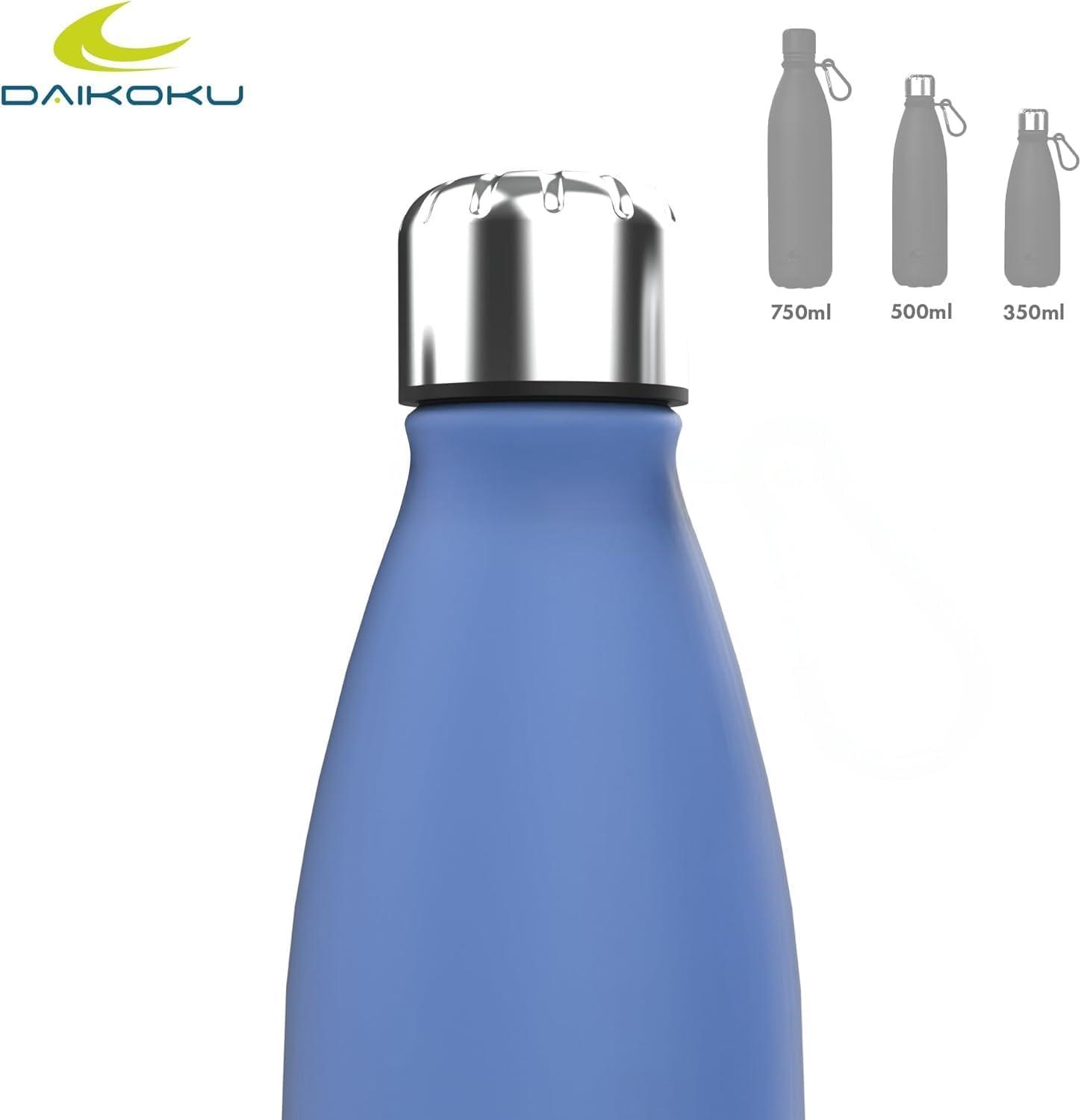 imageDaikoku Gourde Isotherme 500ml Bouteille Isotherme en Acier Inoxydable sans BPA 24h Froid ampamp 12h Chaud Double Paroi Pour le Bureau Sport Voyages Lcole GriseBleu
