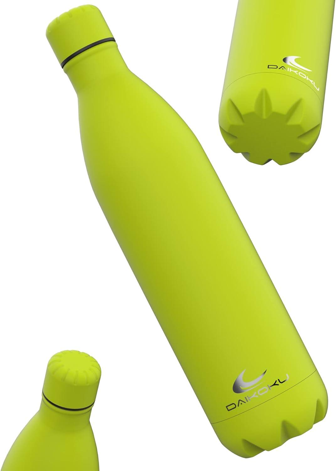 imageDaikoku Gourde Isotherme 500ml Bouteille Isotherme en Acier Inoxydable sans BPA 24h Froid ampamp 12h Chaud Double Paroi Pour le Bureau Sport Voyages Lcole GriseVert Fluor