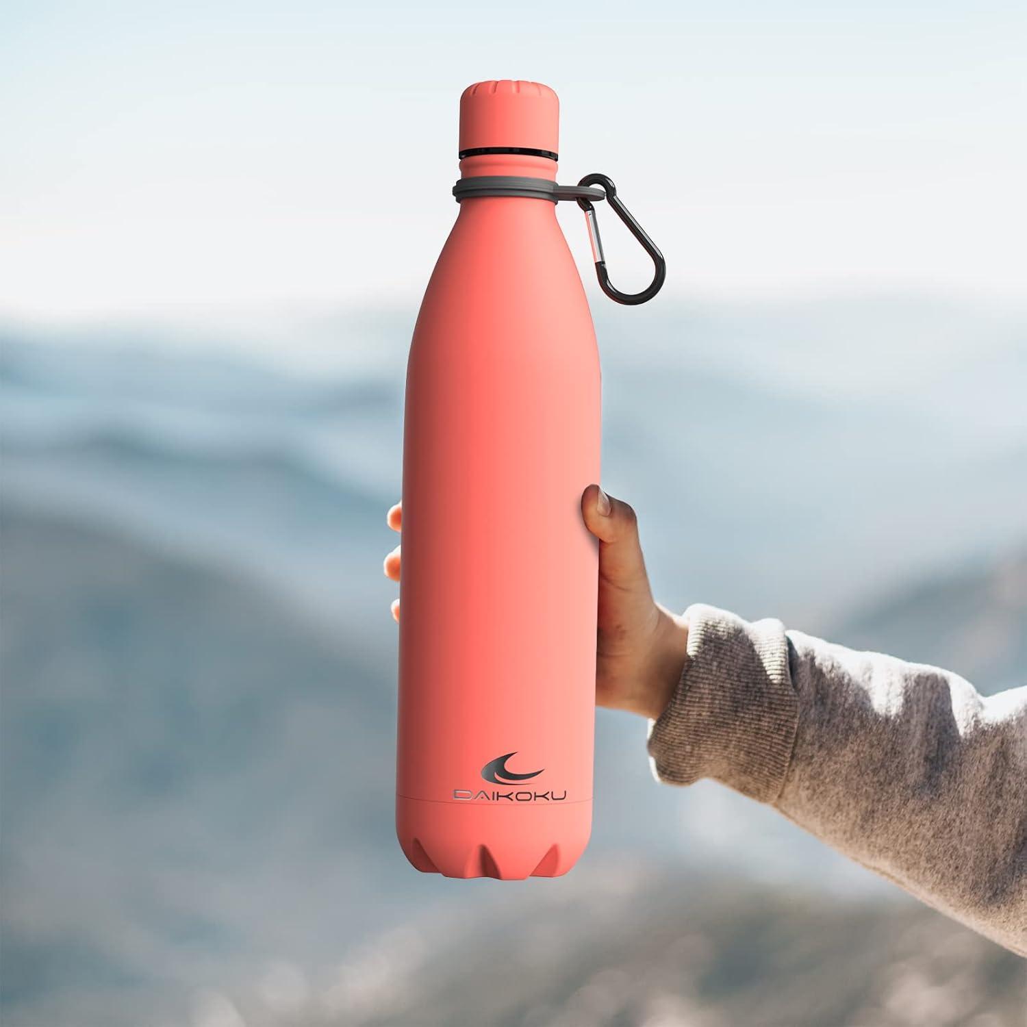 imageDaikoku Gourde Isotherme 500ml Bouteille Isotherme en Acier Inoxydable sans BPA 24h Froid ampamp 12h Chaud Double Paroi Pour le Bureau Sport Voyages Lcole GriseOrange