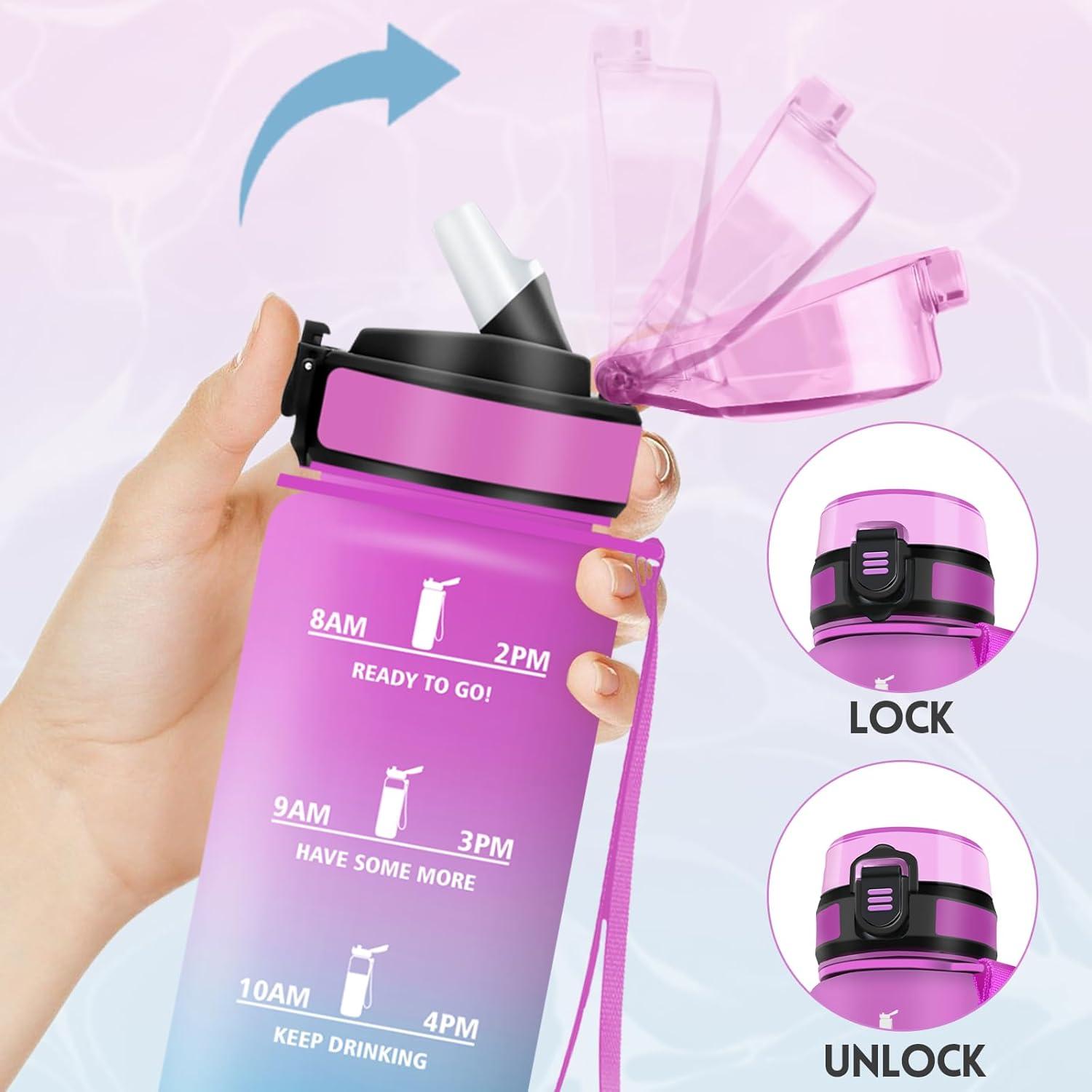 imageGourde 1500ML Avec de la Paille Gourdes Sport Sans BPA Gourde Paille Bouteille deau de Motivation avec Marqueur de Temps Bouteille Paille Adulte pour Salle de Sport Camping Vert foncampampGrisRosecyan1000ml